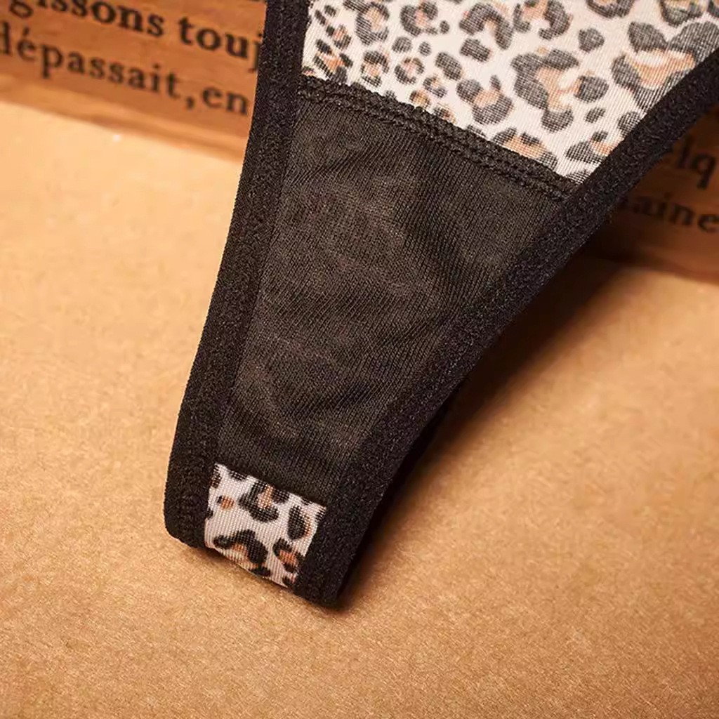 Plus Size Sexy Seamless Ice Silk Panties Leopard Thong Low-waisted Underwear