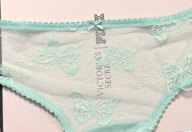 L Green Butterfly Futter Ruffle Edge Mesh VSexy Cheeky Victorias Secret Pantie
