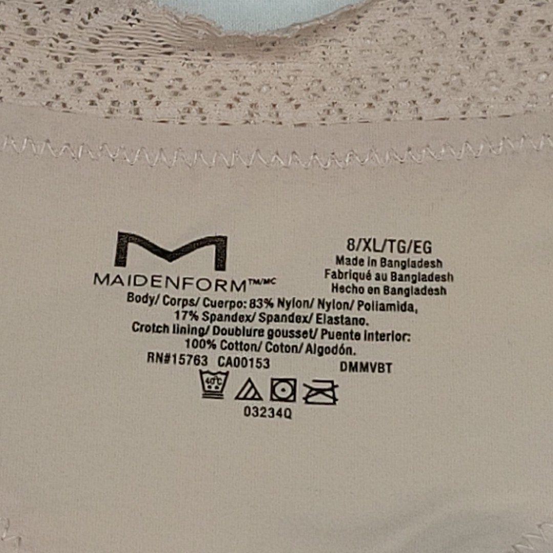 Maidenform Thong V Back Comfort Size XL/8 Ivory DMMVBT New With Tags