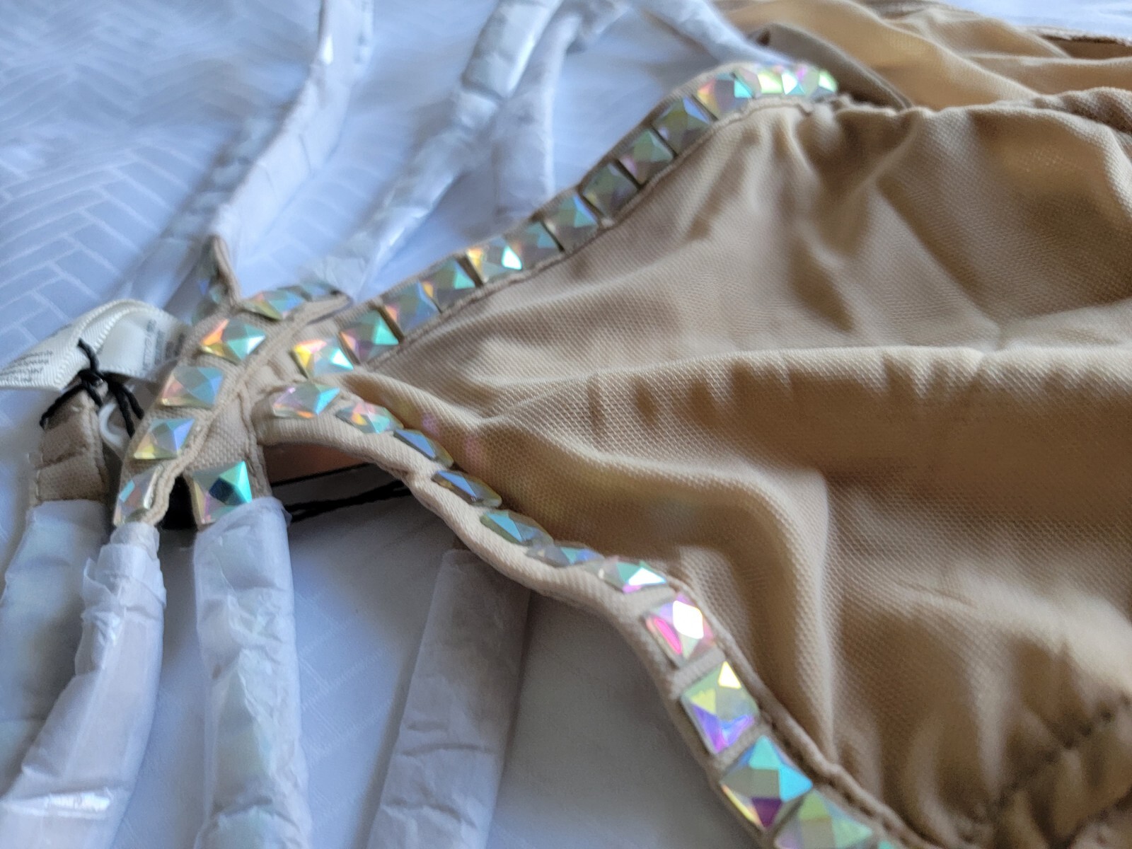 For Love and Lemons Jackpot Sparkle Studded High Waist Panty Nude Medium NWT