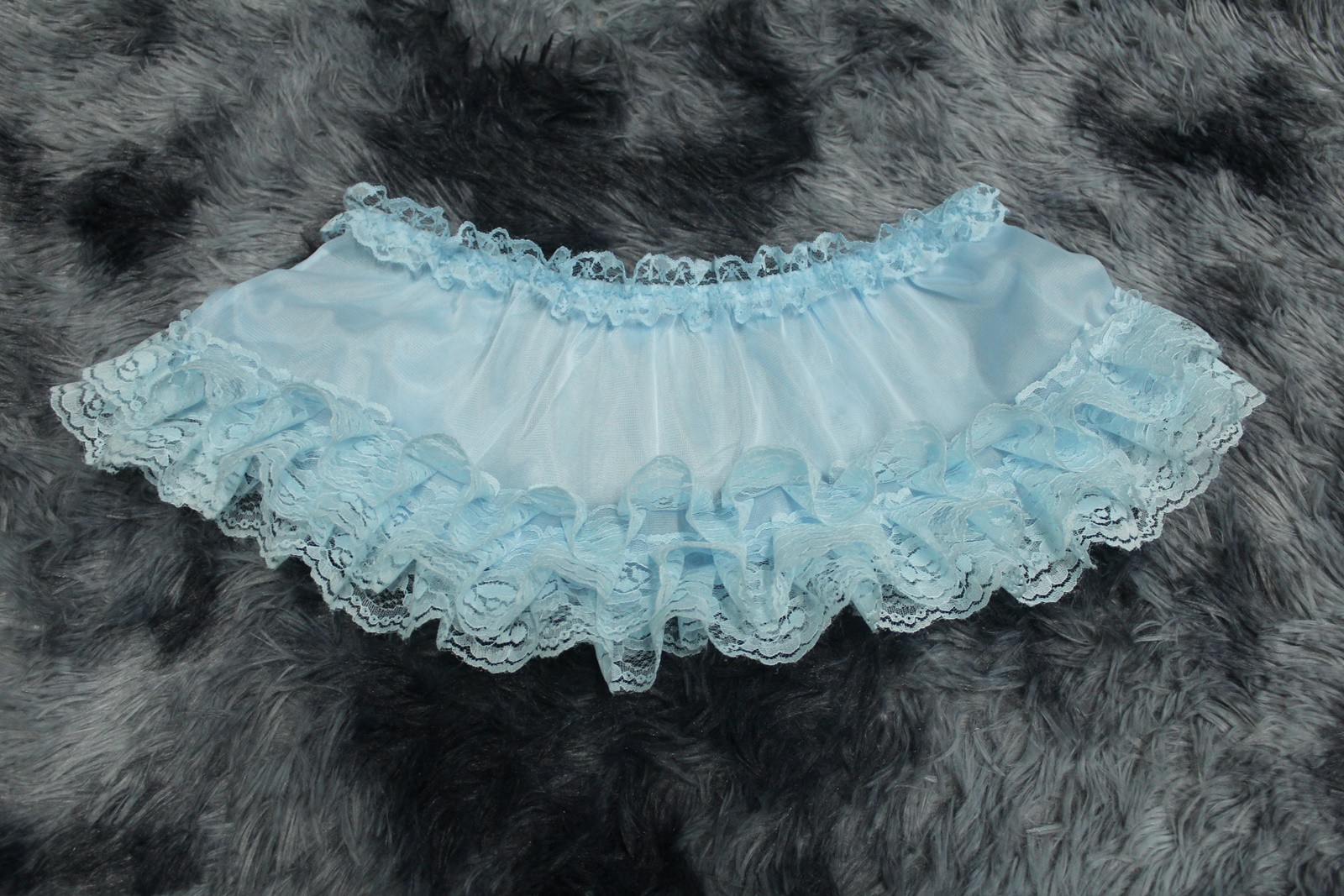 #A321 Vintage Style 2XL/ElasticW.24-42″ Blue Nylon Half Slip MiniSkirt Length9″