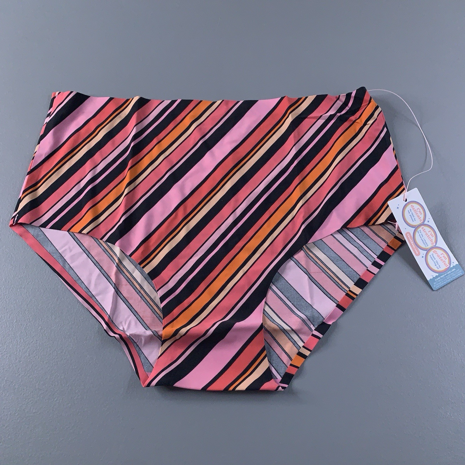 Cheek Boss Womens Size XL Pink Striped Brief Panty NWT