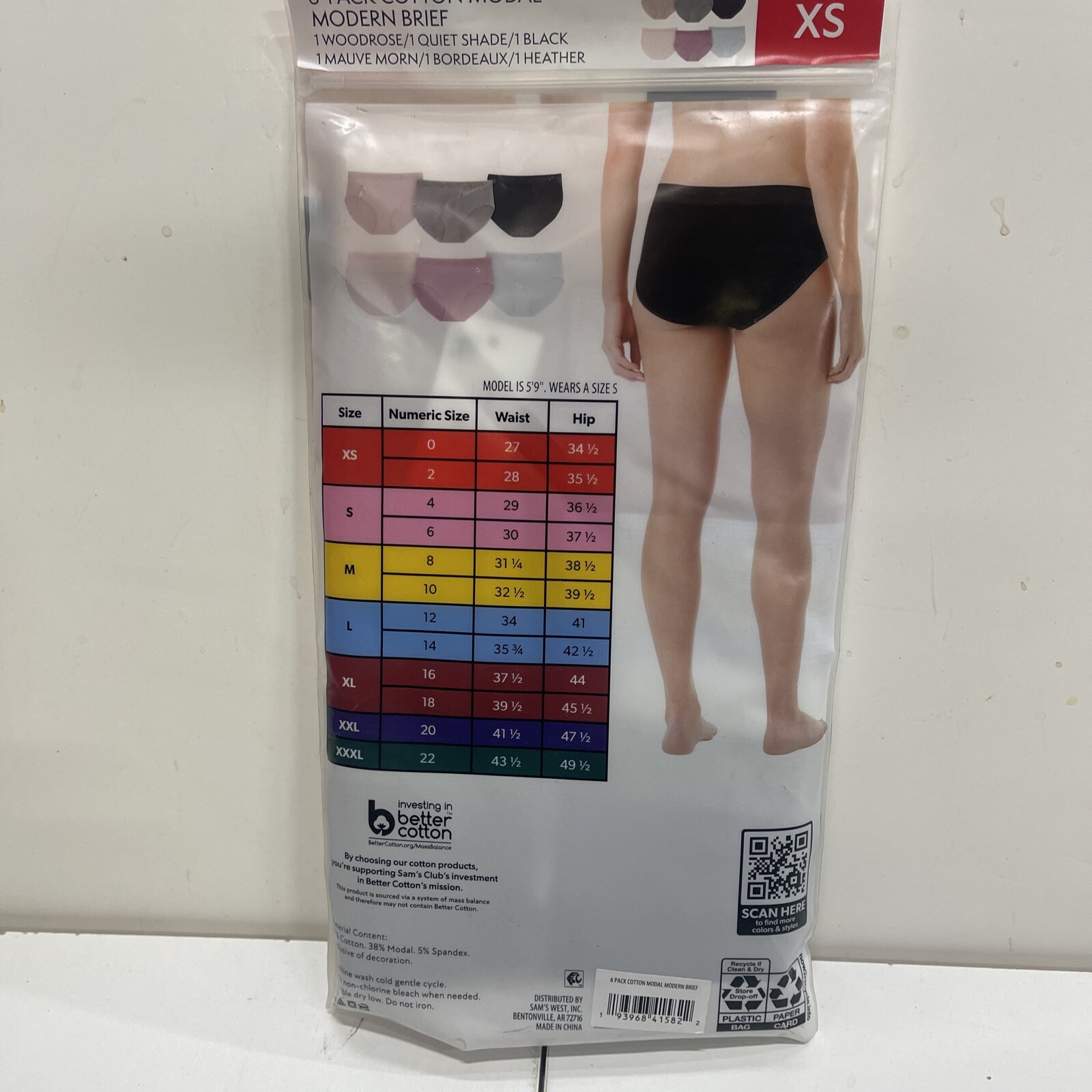 Members Mark Cotto Modal Modern Brief. 6-pack