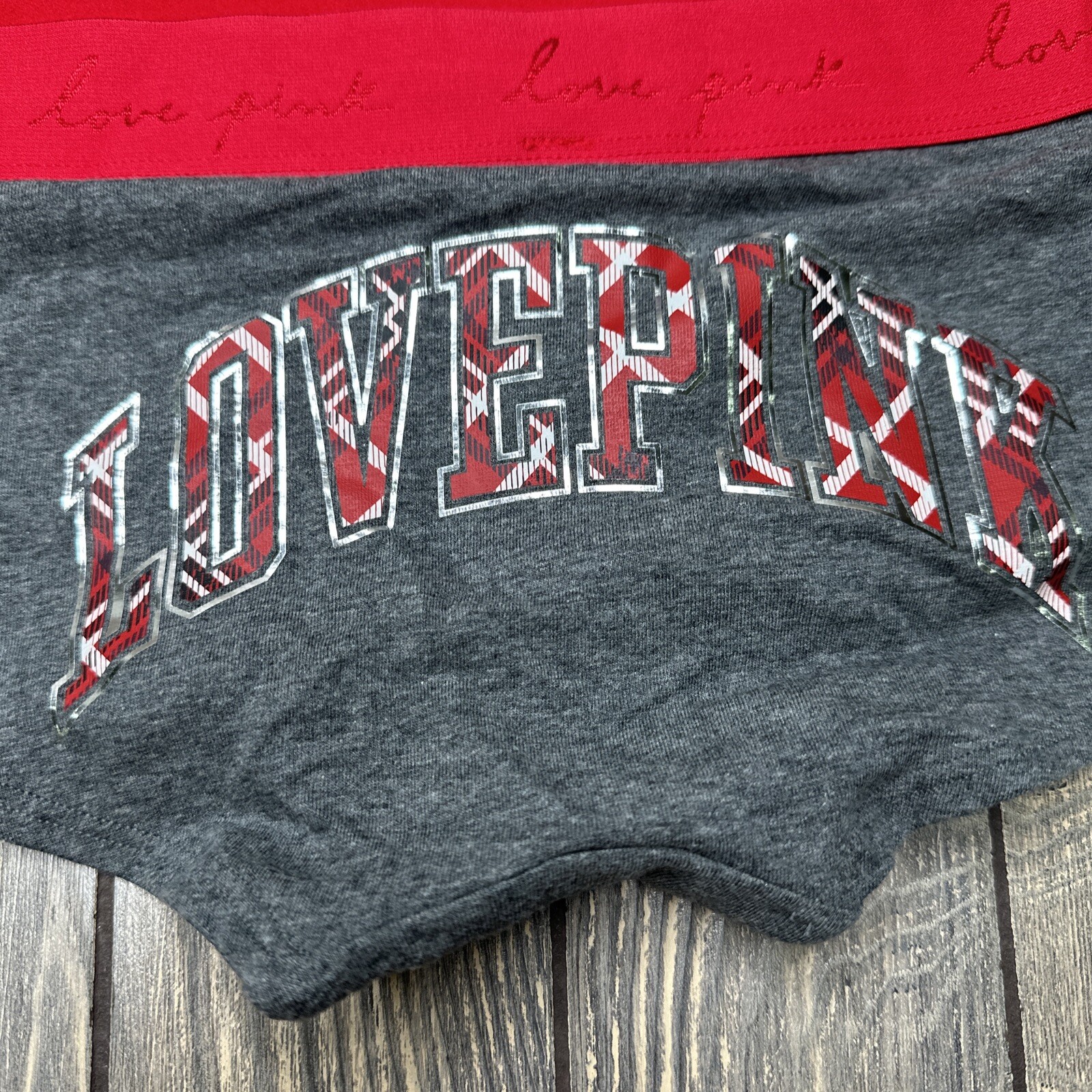 Victoria’s Secret Shortie Underwear Love Pink 2022 Small S Gray Red