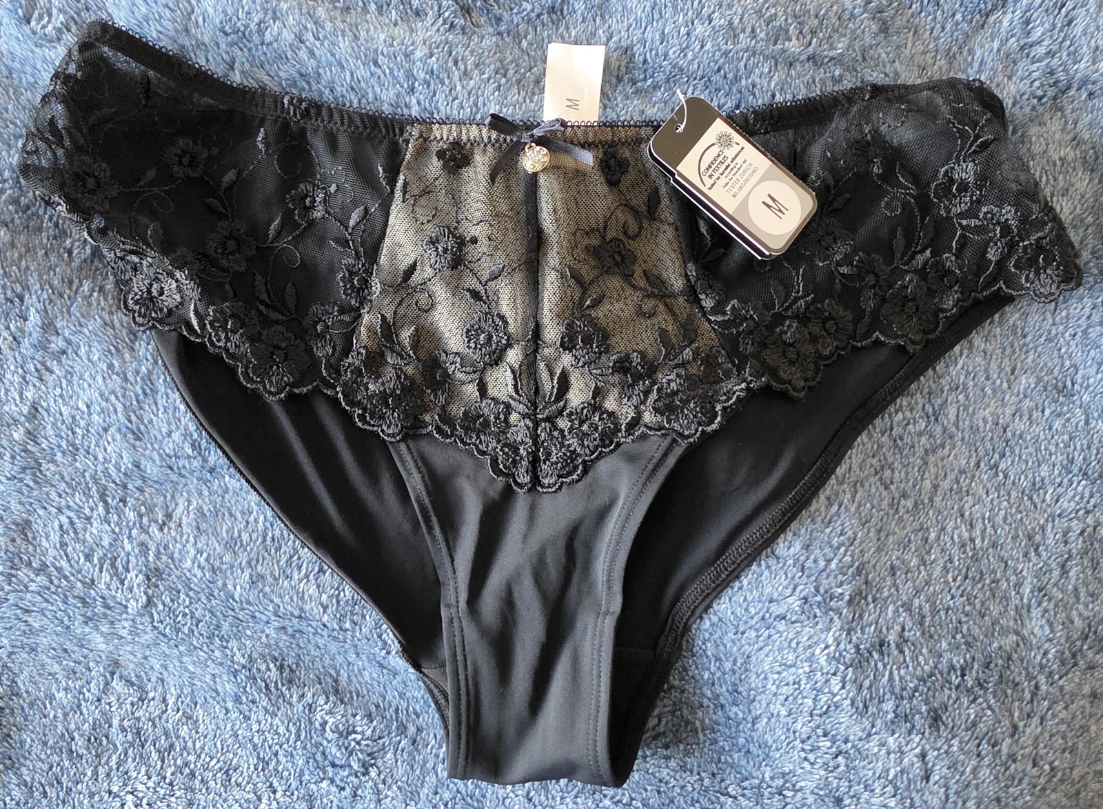 NWT C&A Women Floral Panties Size M Black Lingerie Hipster Brief Underwear
