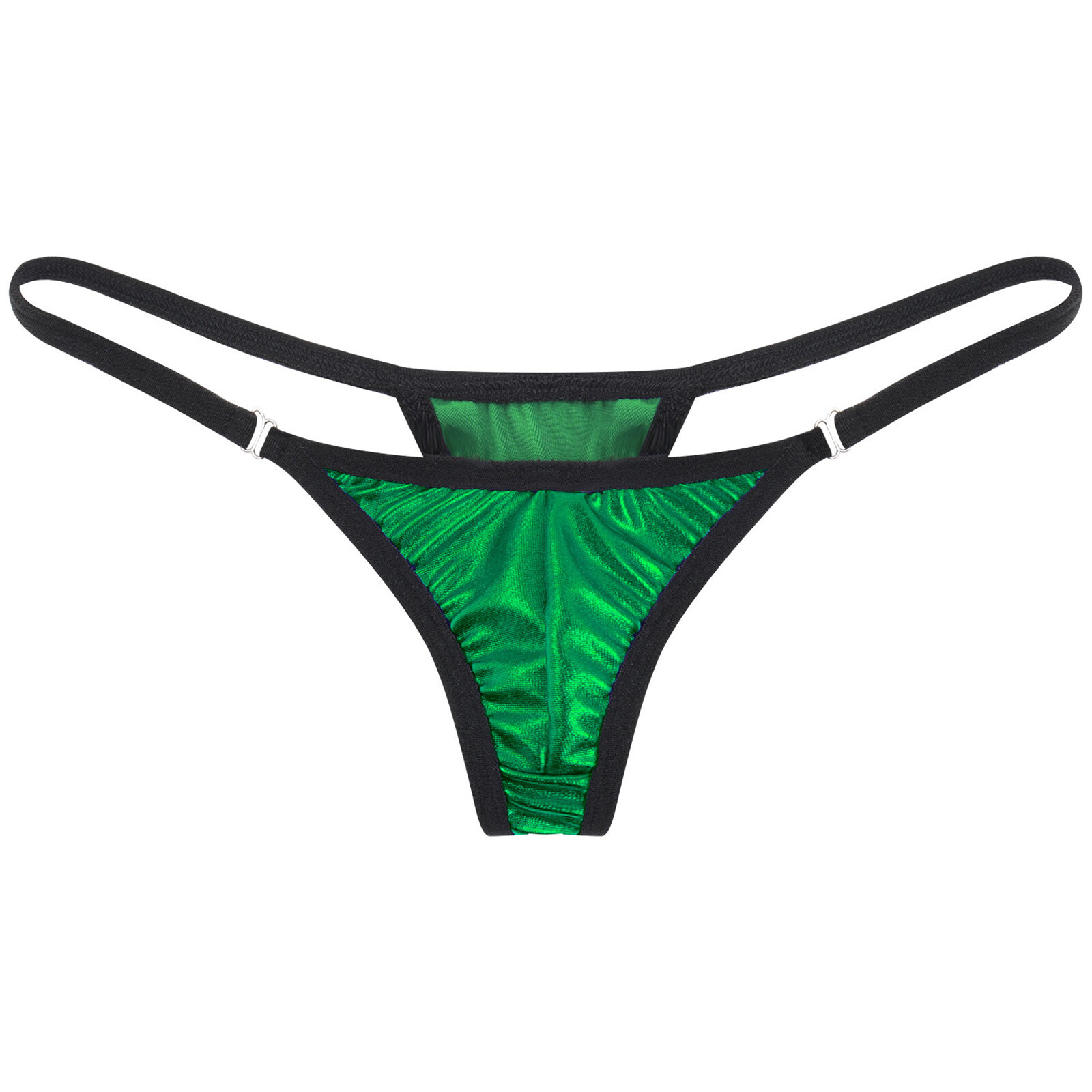Womens Shiny Metallic PVC Leather Low Rise Bikini T-back String Thongs Underwear
