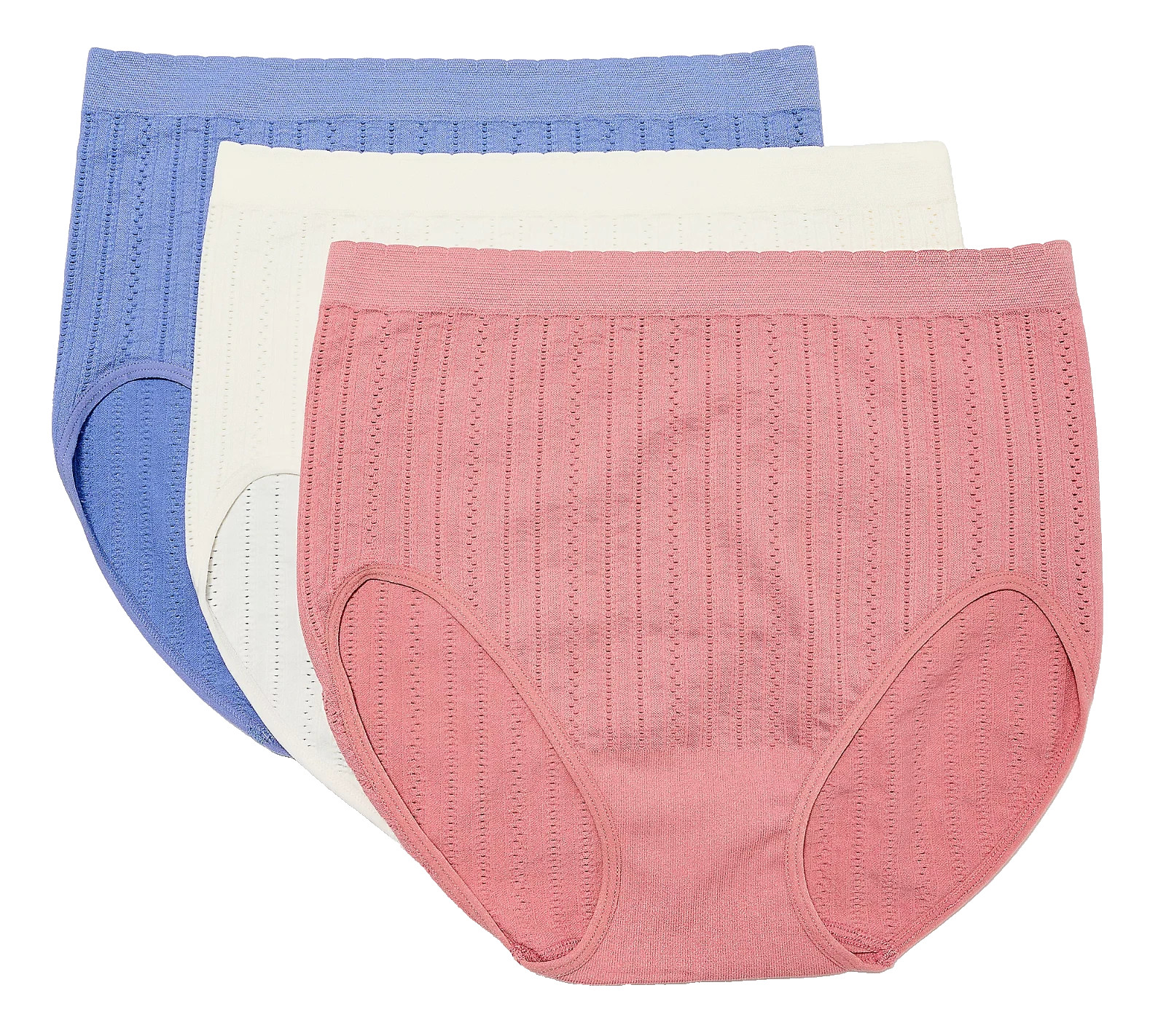 Breezies~Set of 3~Seamless Pointelle Full Briefs~1X~Adobe Rose~A644713 11354