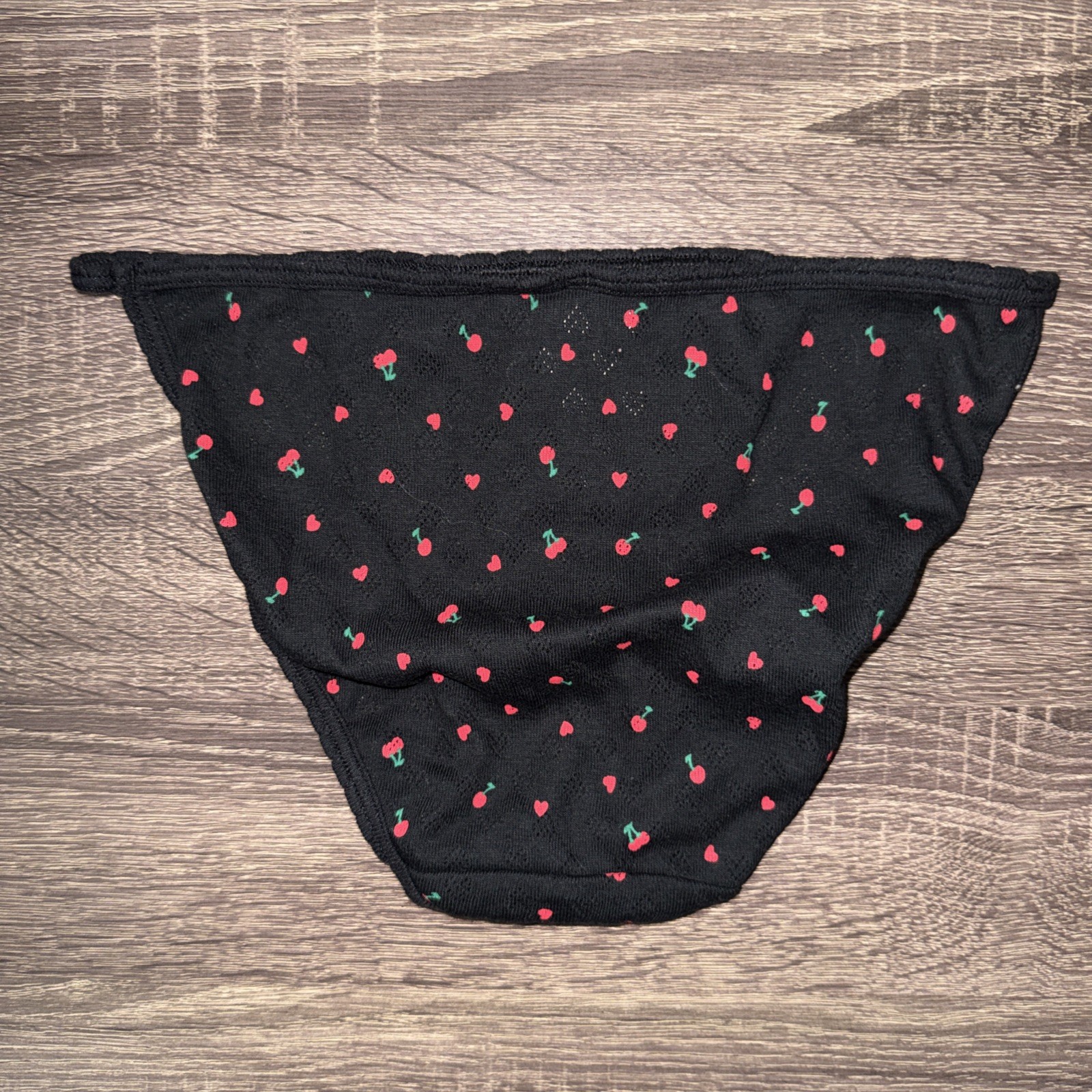 Pink By Victoria’s Secret, Small, Black Cherries, Cotton String, Bikini Panties
