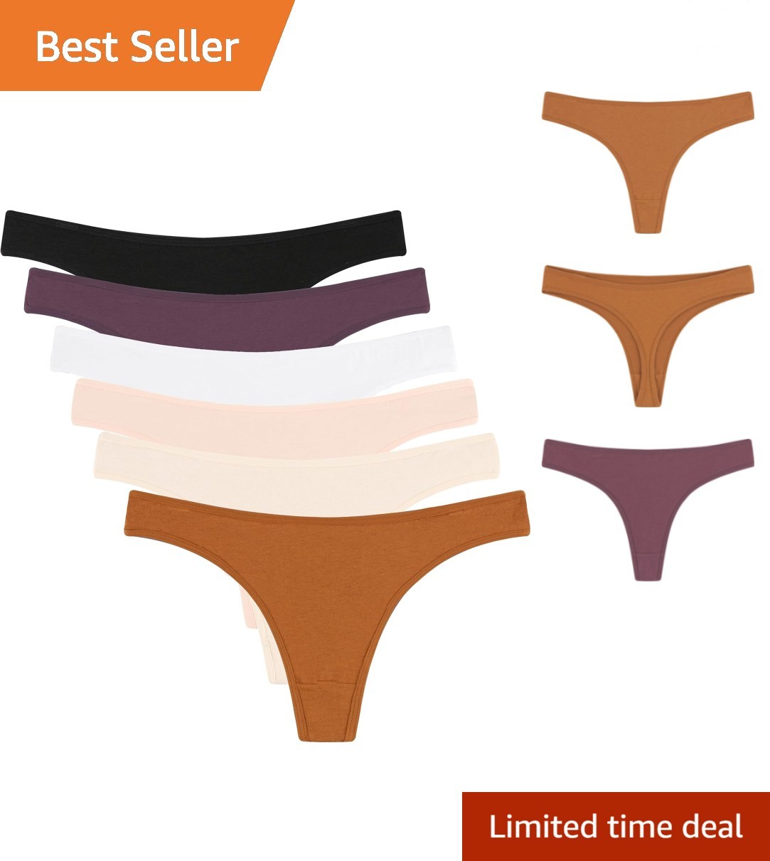 6 Pack Women’s Breathable Cotton Thongs – Vibrant & Comfortable Bikini Underwear