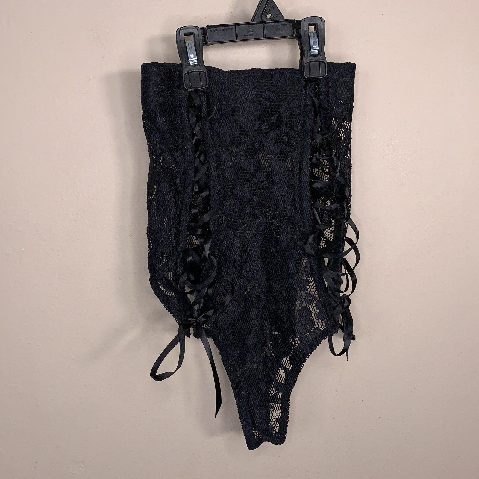 Small NWOT Black Lace Up High Waisted Panties Retro Gift