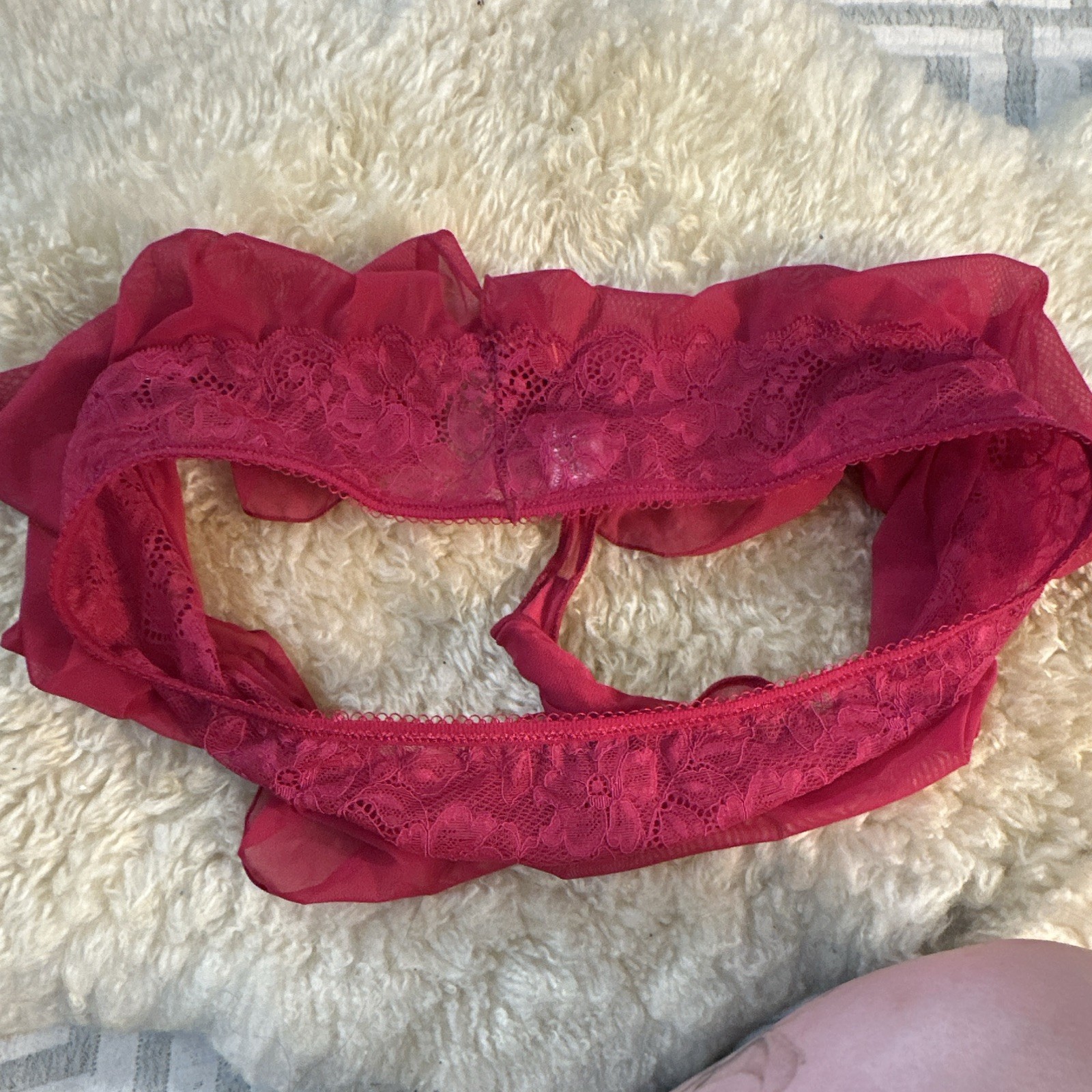 b.tempt’d Pink Floral Lace Mesh Boyshort Panties Sheer Stretch L