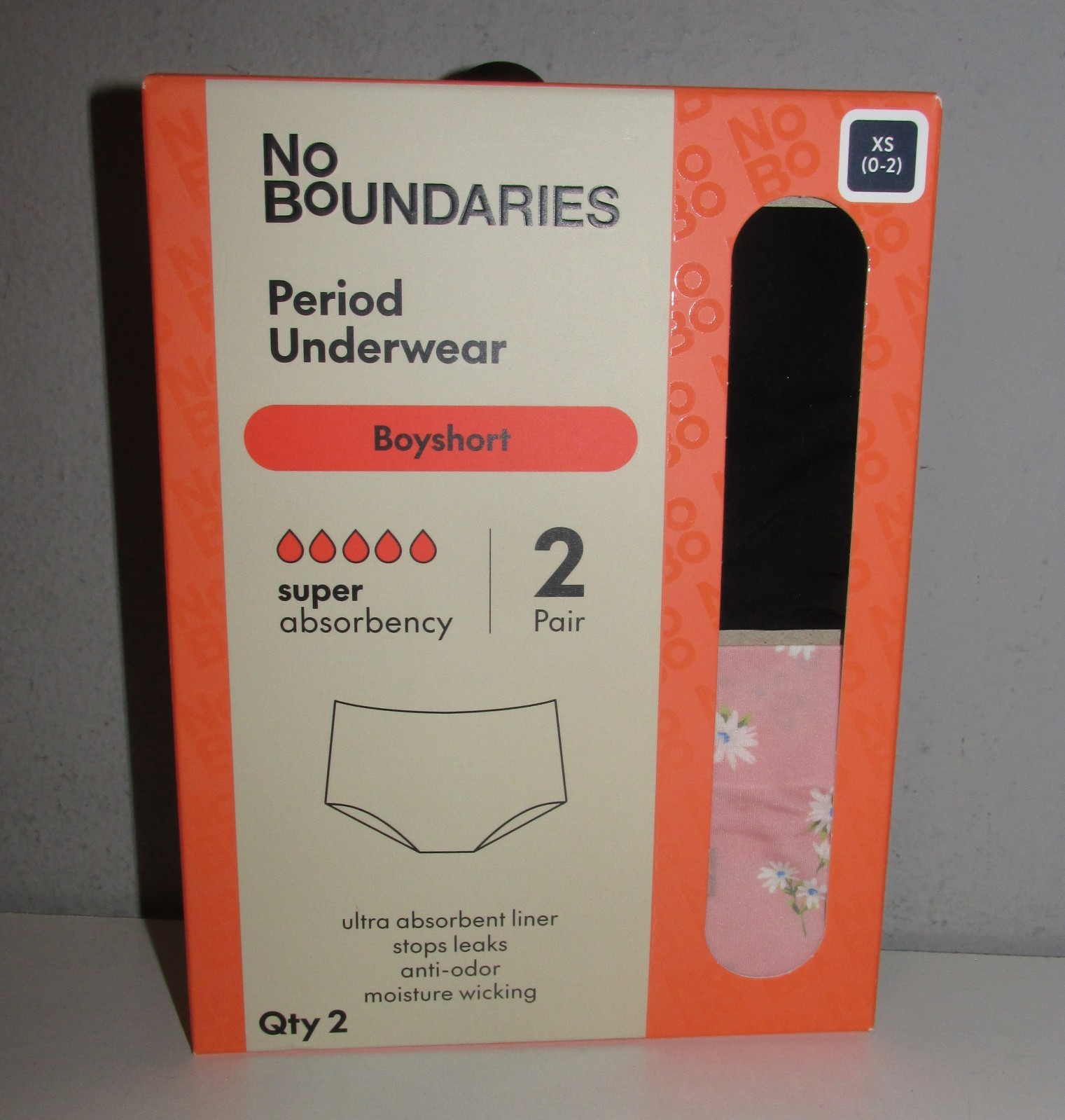 Womens 2 PACK Super Absorbency Period Panties (Size XS 0-2) BRAND NEW W TAGS
