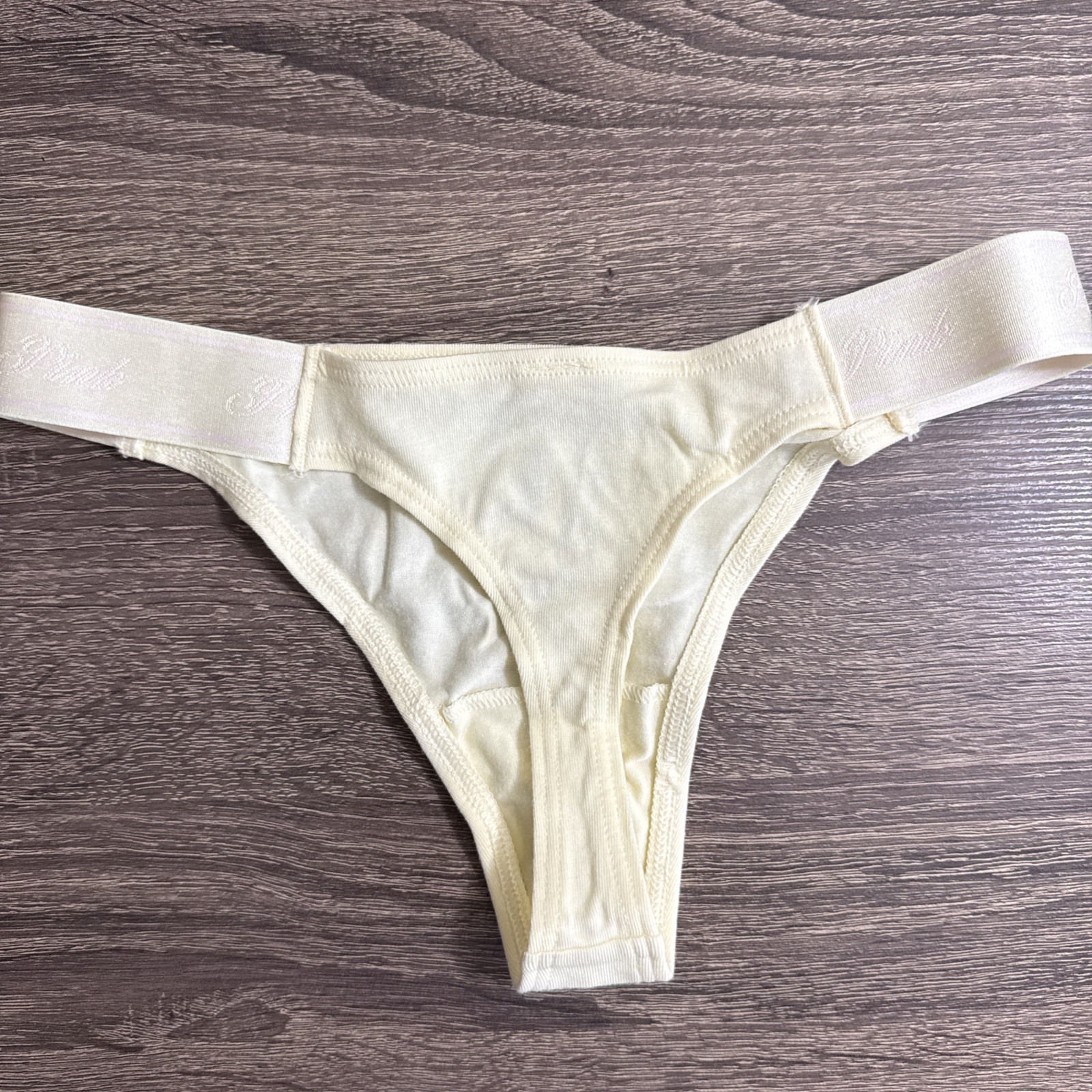 Pink By Victoria’s Secret Xs Yellow Dog Logo, Cotton Thong Panties