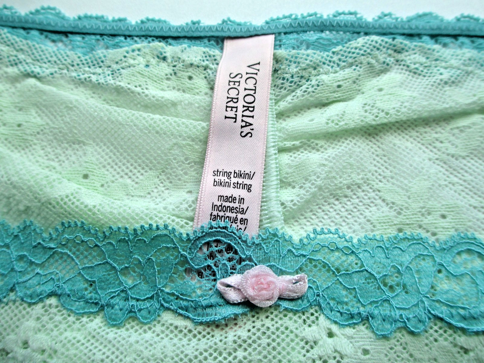 VICTORIA’S SECRET Lace String Bikini Panty VS Green S M L XL Ruched Back