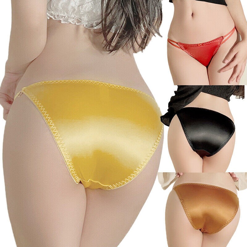 4Pcs Lot Sexy Womens Satin Panties Lingeries High Cut String Bikinis Underwear