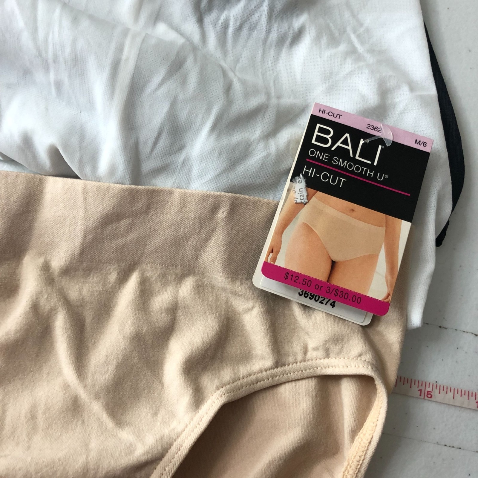 Bali Panties 3 Pair Skimp Skamp Brief One Smooth U Hi-Cut Black White Beige M