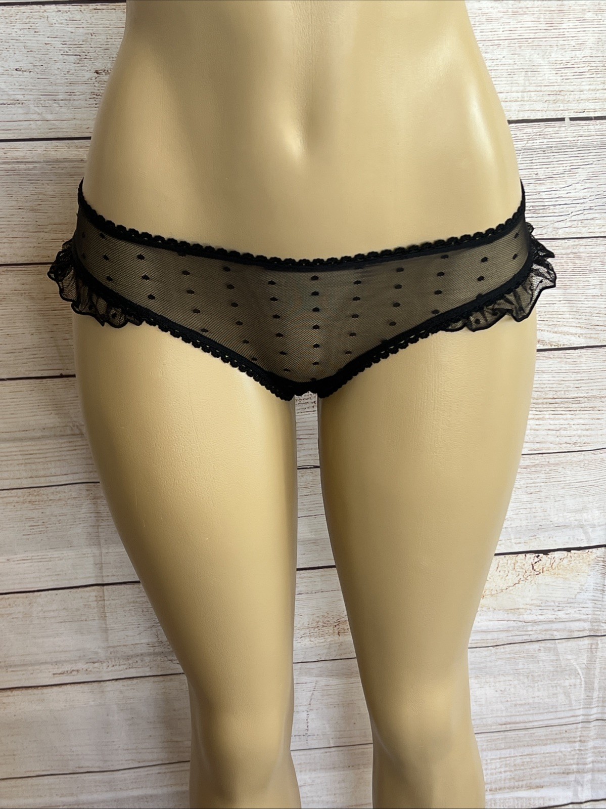Intimately Free People Women Black Mesh With Polka Dots Panty Size S