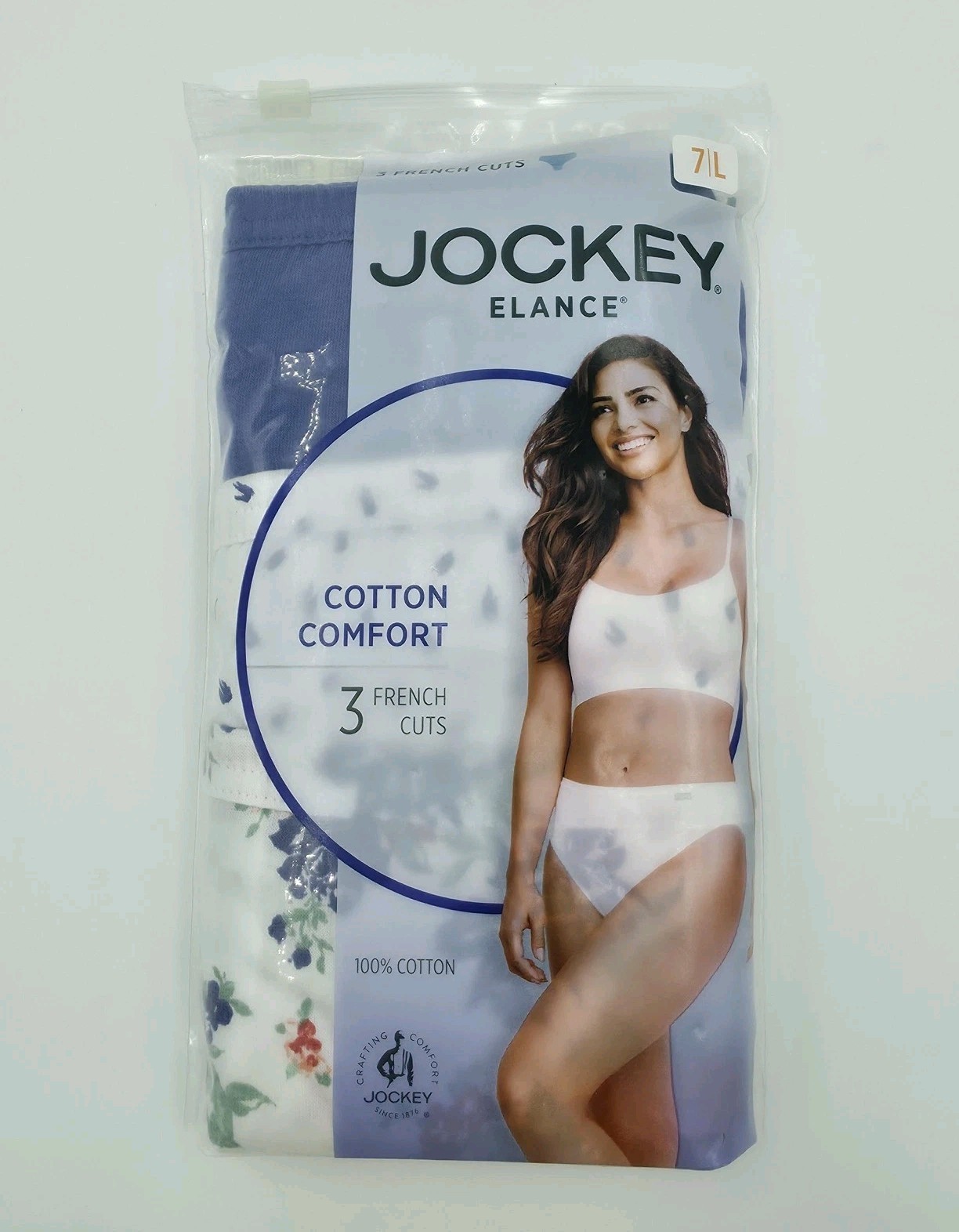 Jockey Elance Cotton Comfort Brief Panties Womens 7/L Floral 3 Pack French Cuts