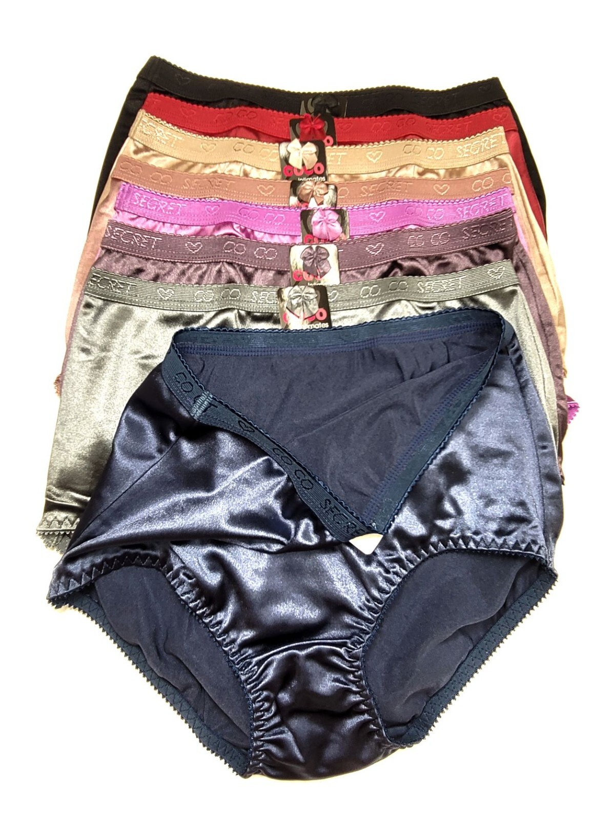 Women High Waist Full Coverage Shiny Smooth Silky Satin Brief Panties Underwear