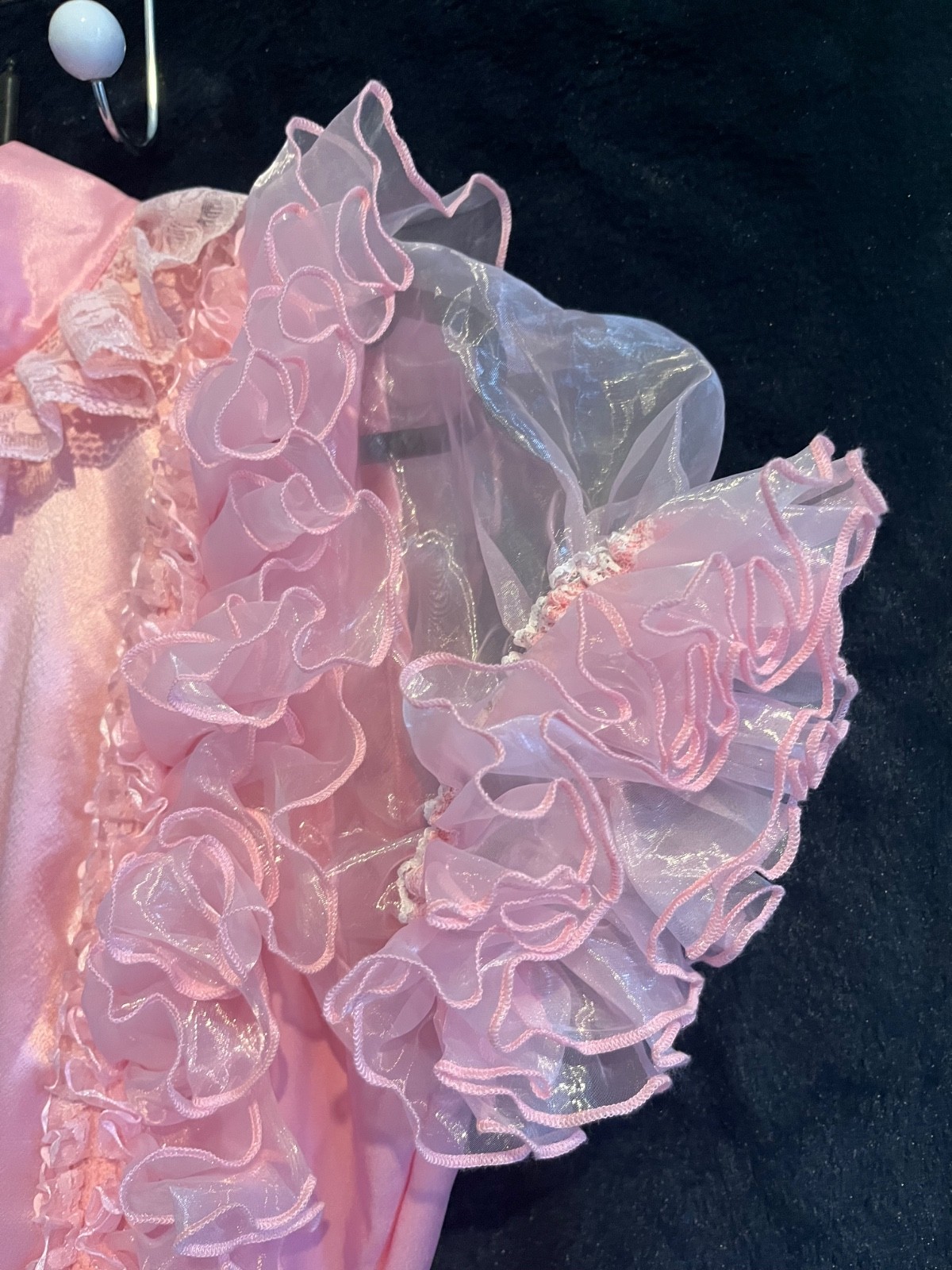 HulaKula Cute Pink Satin Organza Frilly Puff Sleeve Long Dress Sissy CD TV