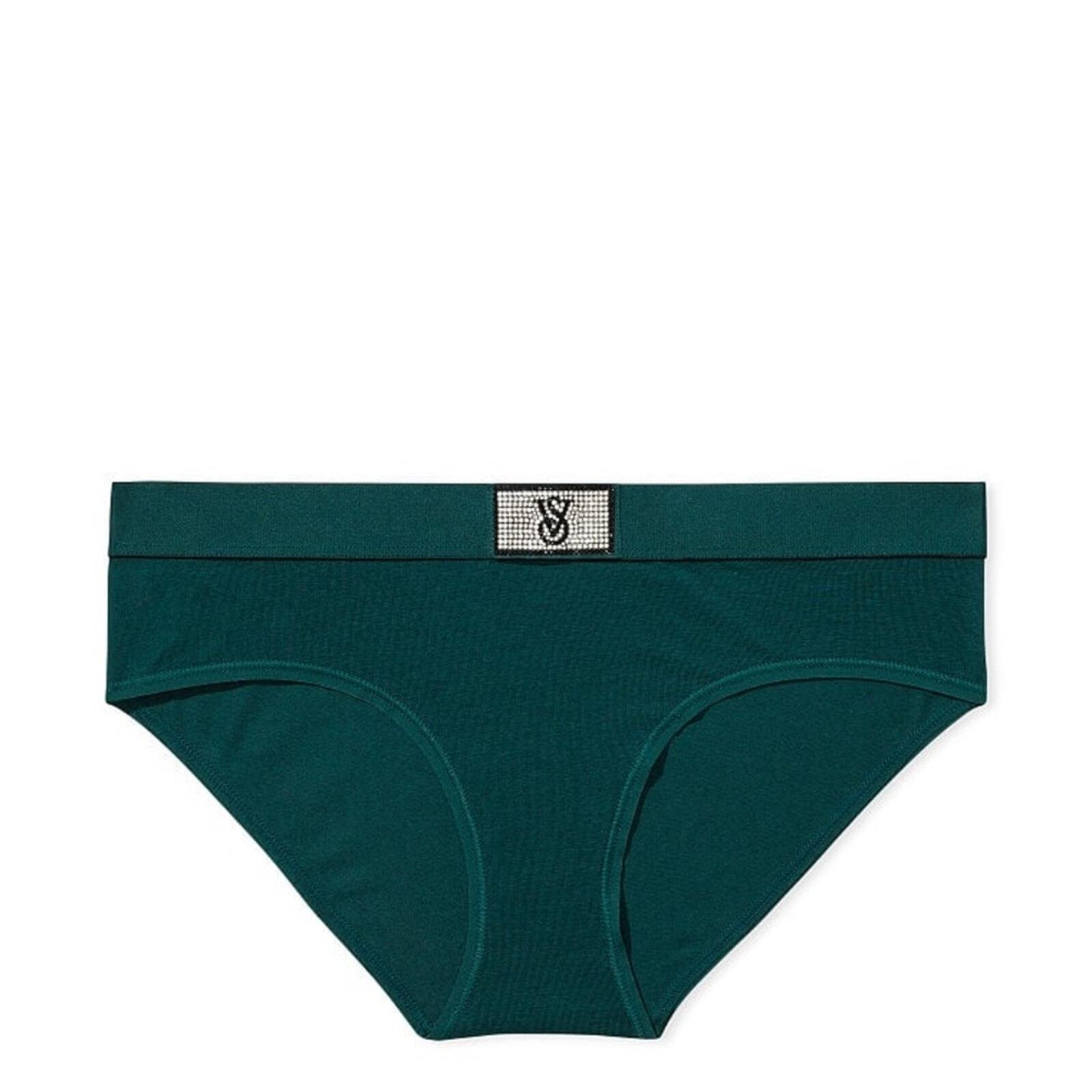 Victoria’s Secret Shine Patch Cotton Hiphugger Panty Black Ivy XS NEW