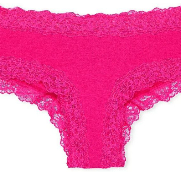XL Hot Bright Pink Victoria’s Secret Stretch Cotton Lace-Waist &Leg Cheeky Panty