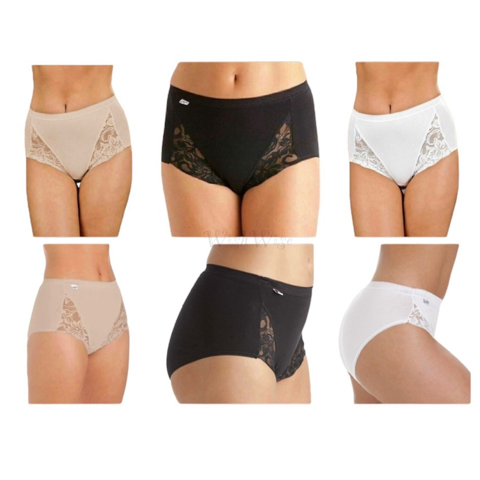 La Marquise Laced Maxi Midi Briefs for Ladies Cotton Comfort Knickers 3 Pairs