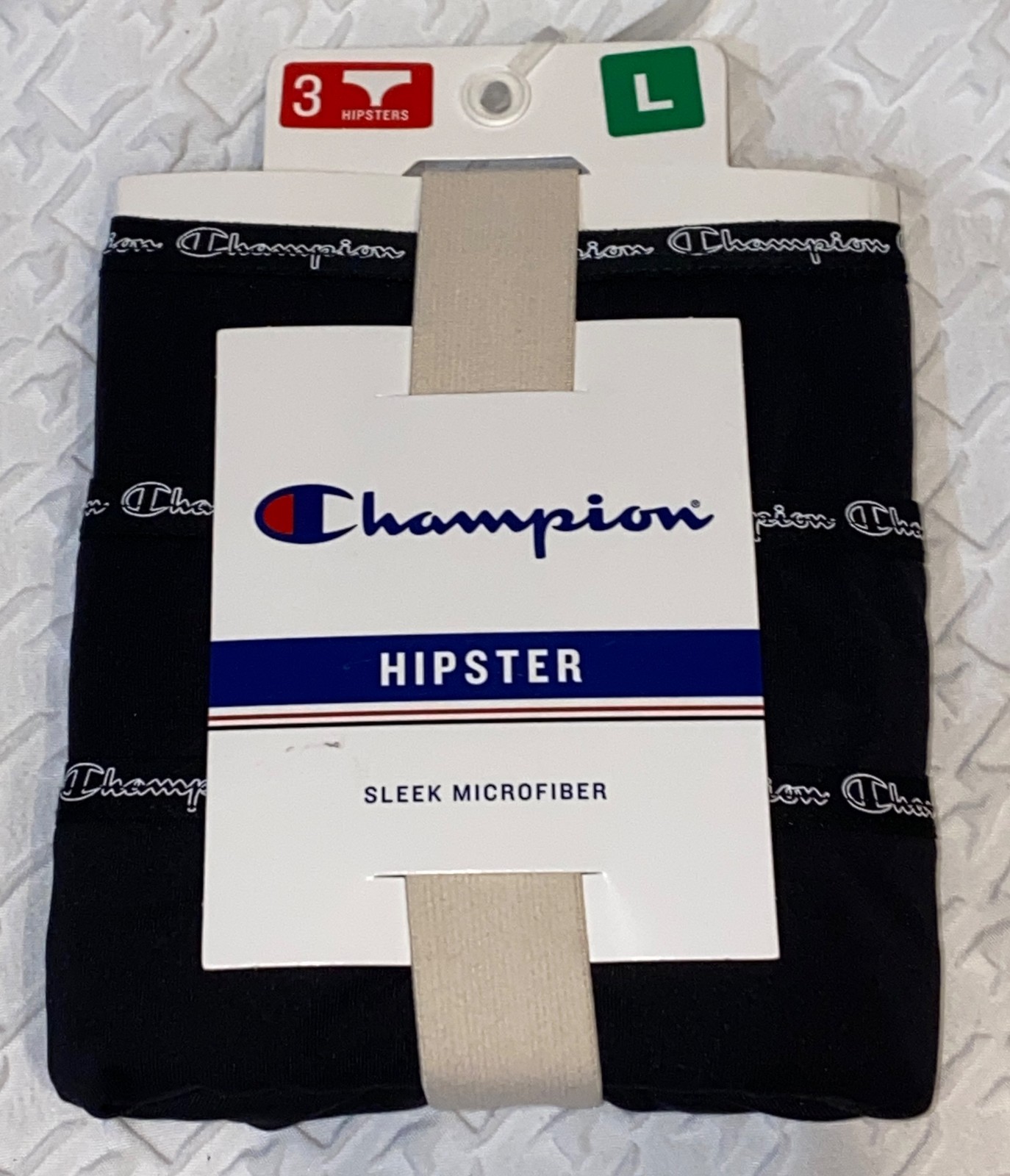 CHAMPION Microfiber 3 Pk Black Hipster Panty NIP Womens Sz M 6 L 7 XL 8 CH41M3
