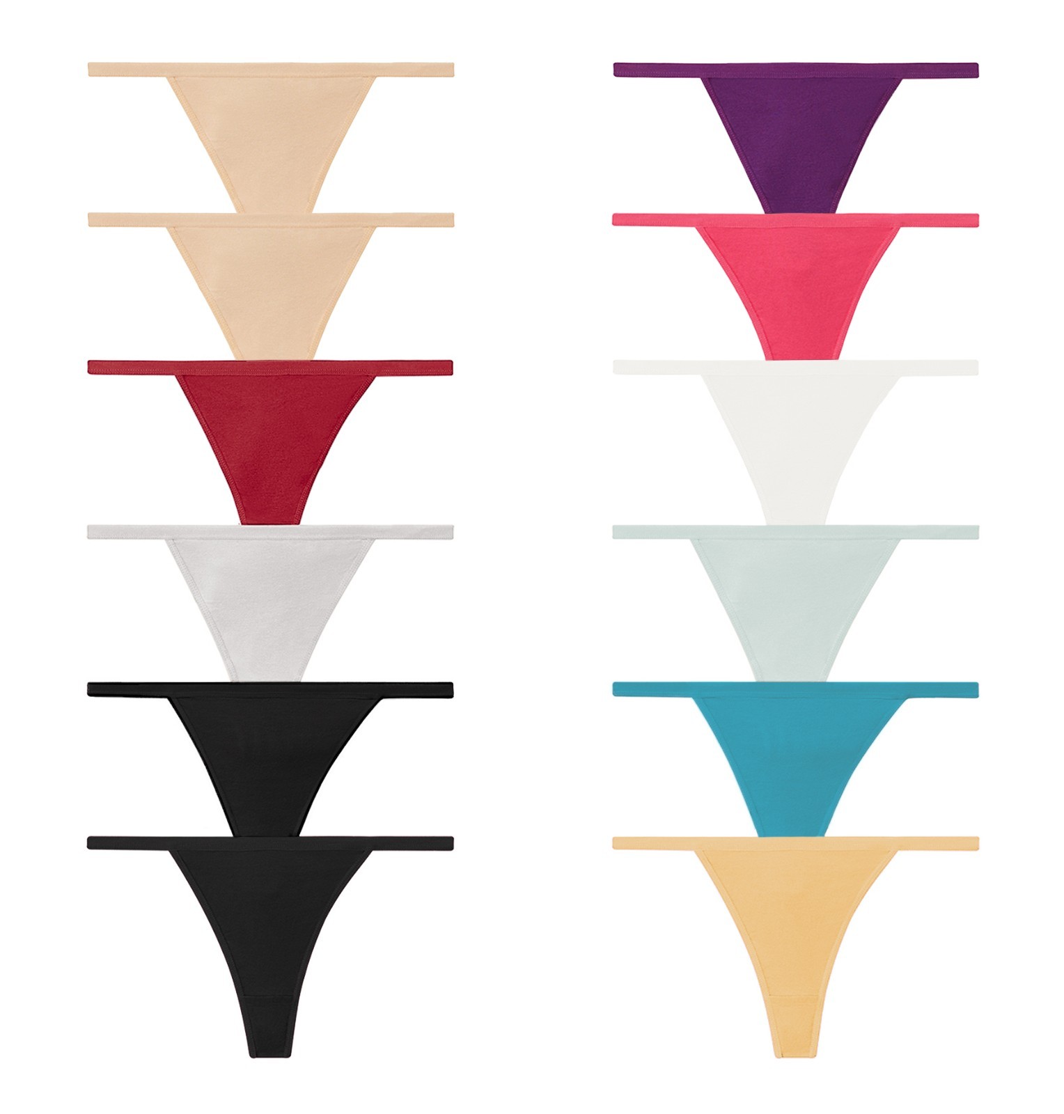 12 Pack Women Cotton Sexy String Thongs underwear Lot Multi color Panties S