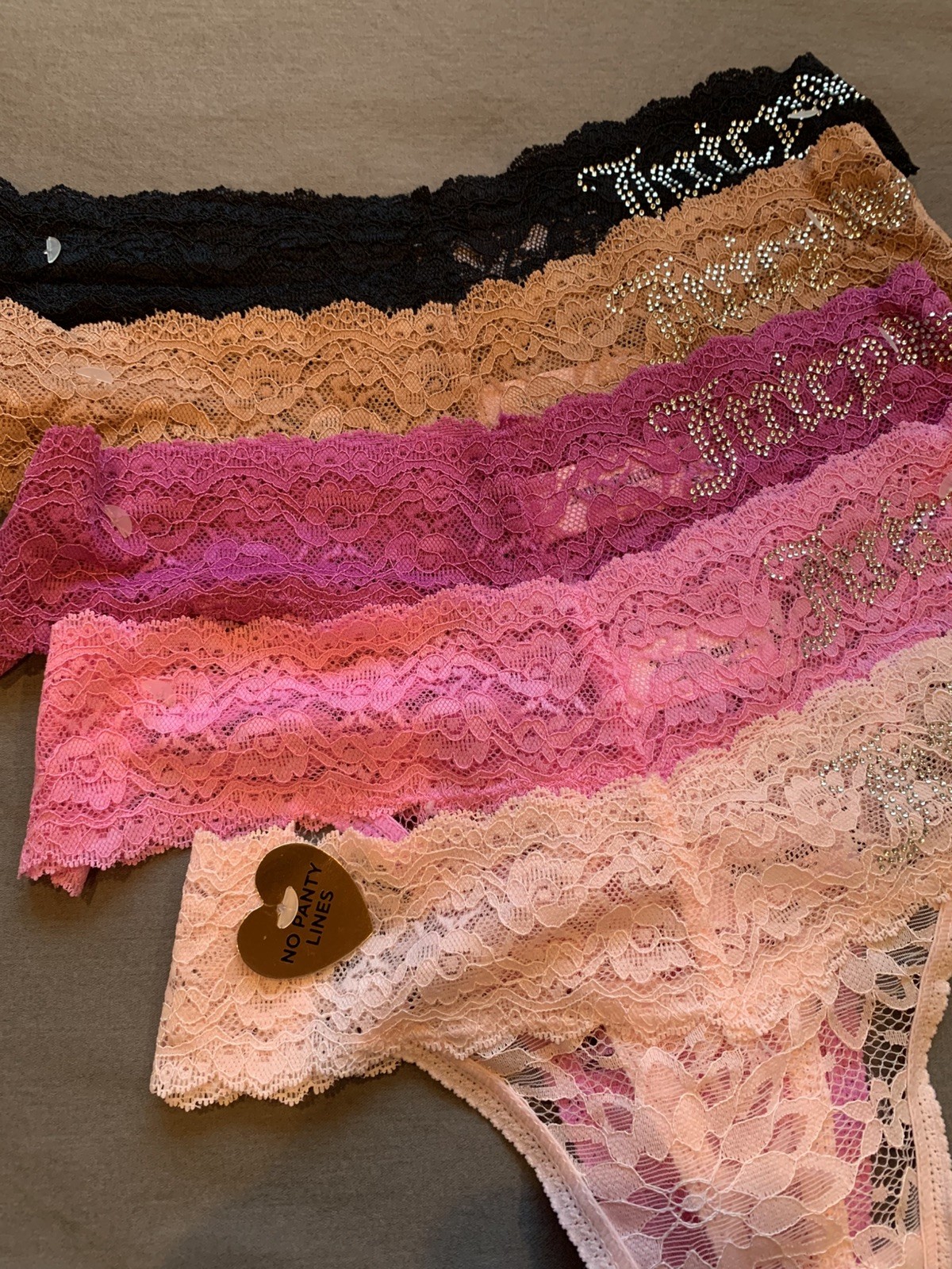 ✨ JUICY COUTURE — 5-Pack Luxe Lace Thong Set M — NEW WITH TAGS ✨