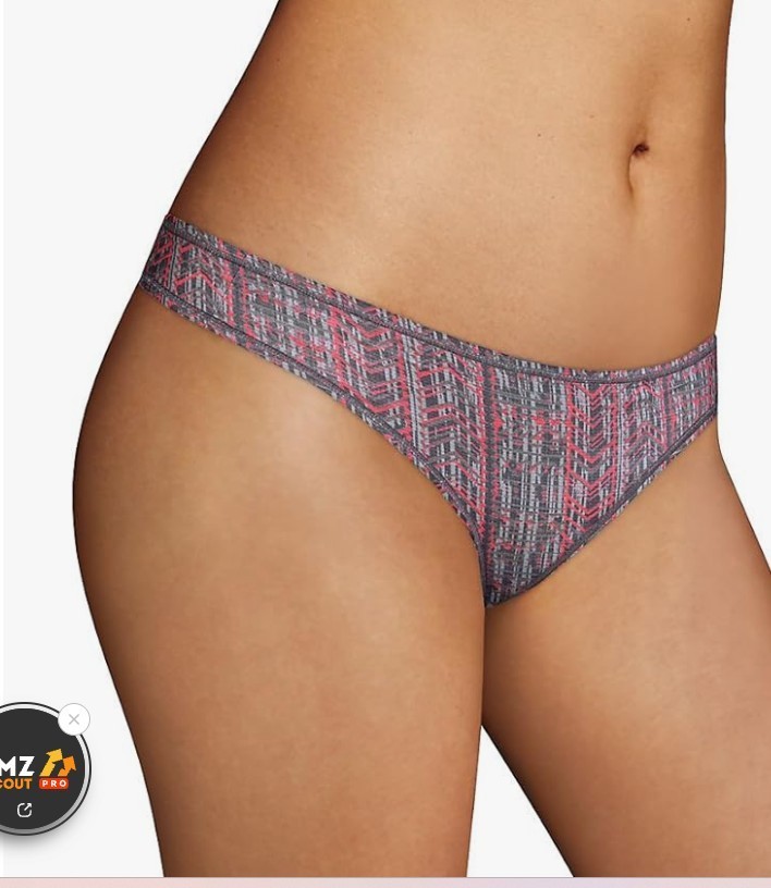 (PACK 3) Maidenform Heathered Sport Thong Arrow Stripe With Dada Grey M/6