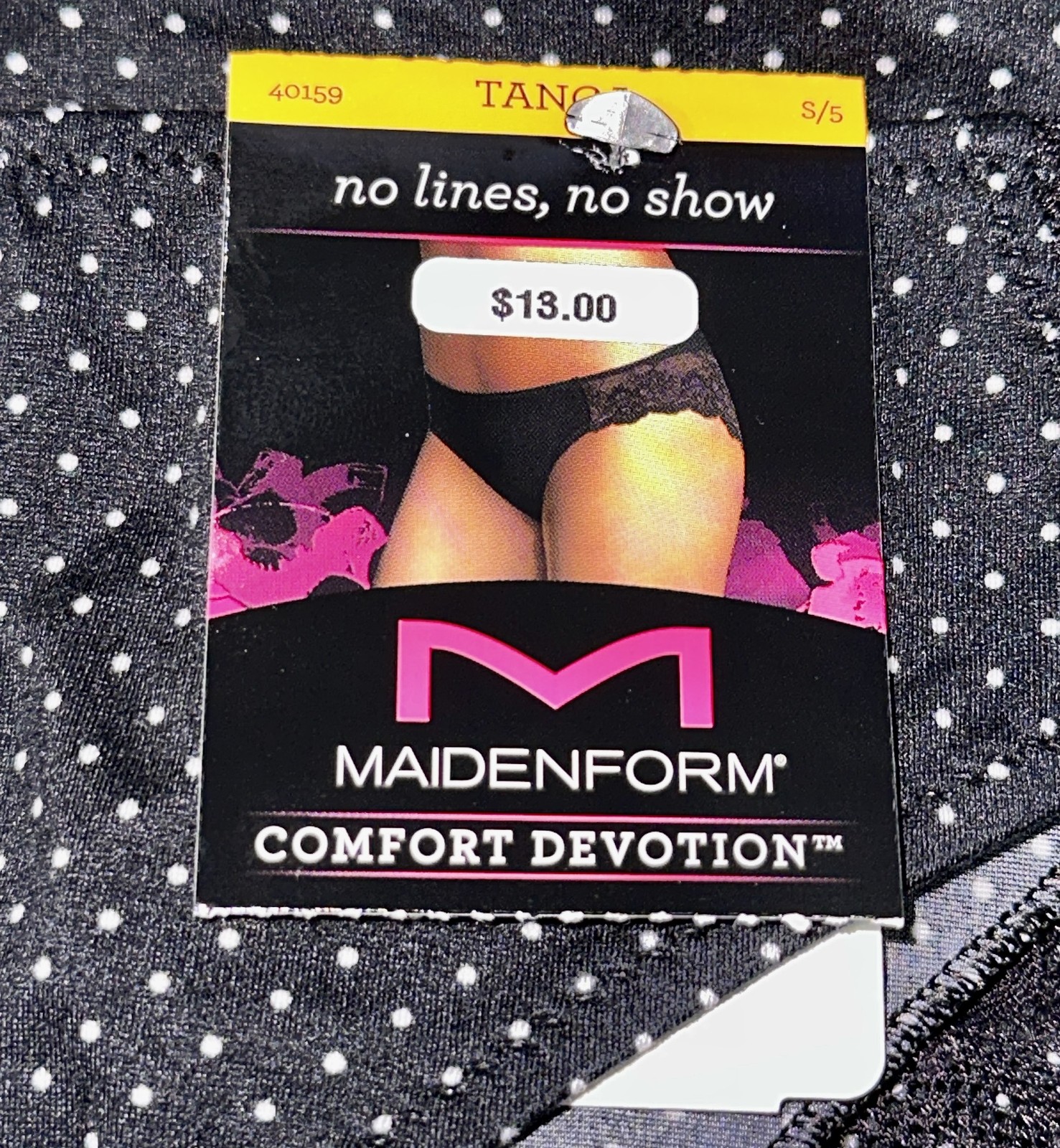 MAIDENFORM Comfort Devotion BLACK Polka Dot Lace Back Tanga Panty Womens M L XL