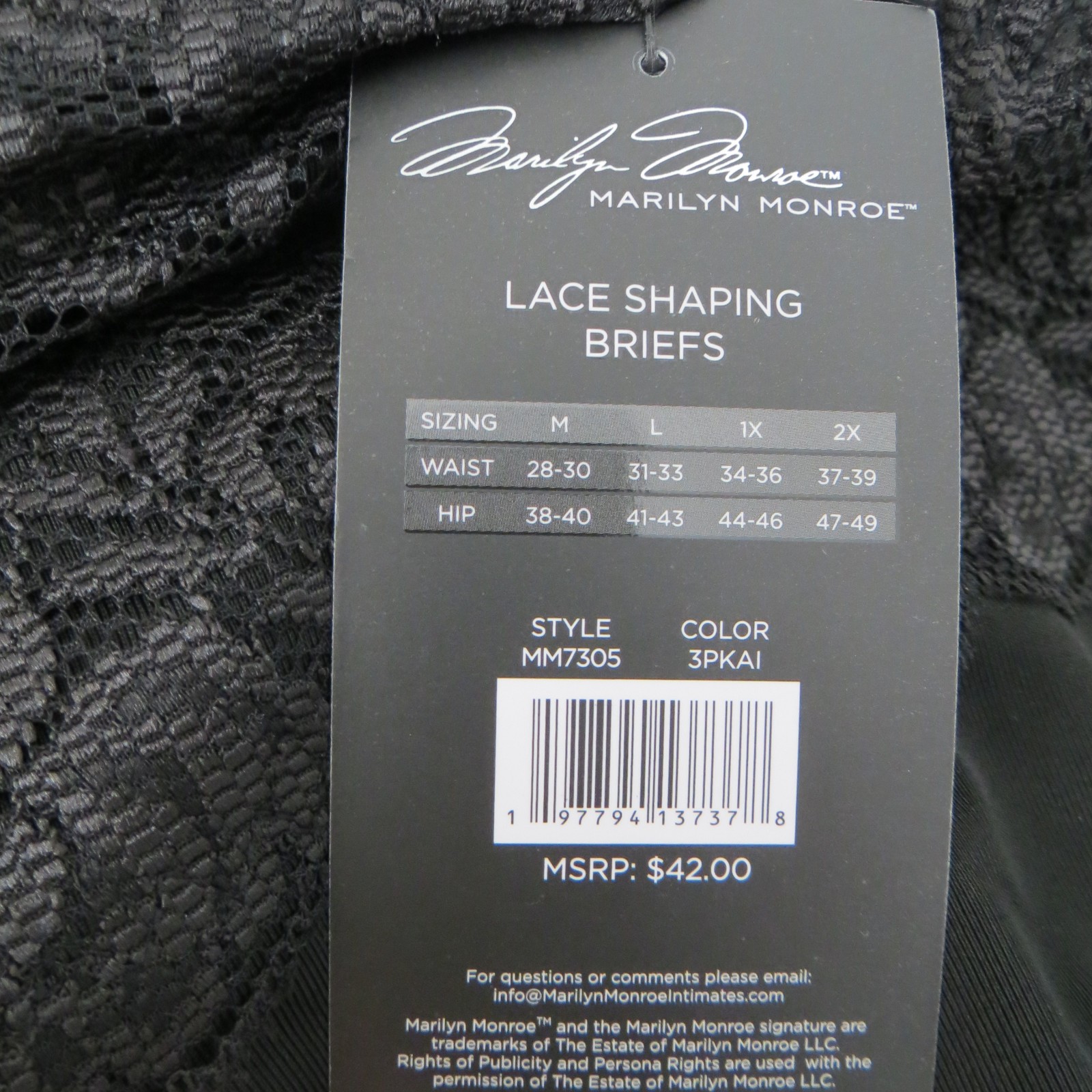 Marilyn Monroe 3pc Lace Shaping Briefs Sz Med Double Layer Tummy Panel #7305 $42