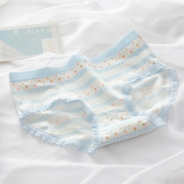 Kawaii Cute Style Cotton Panties Underpants Blue White Jpop Kpop Fashion Pantsu