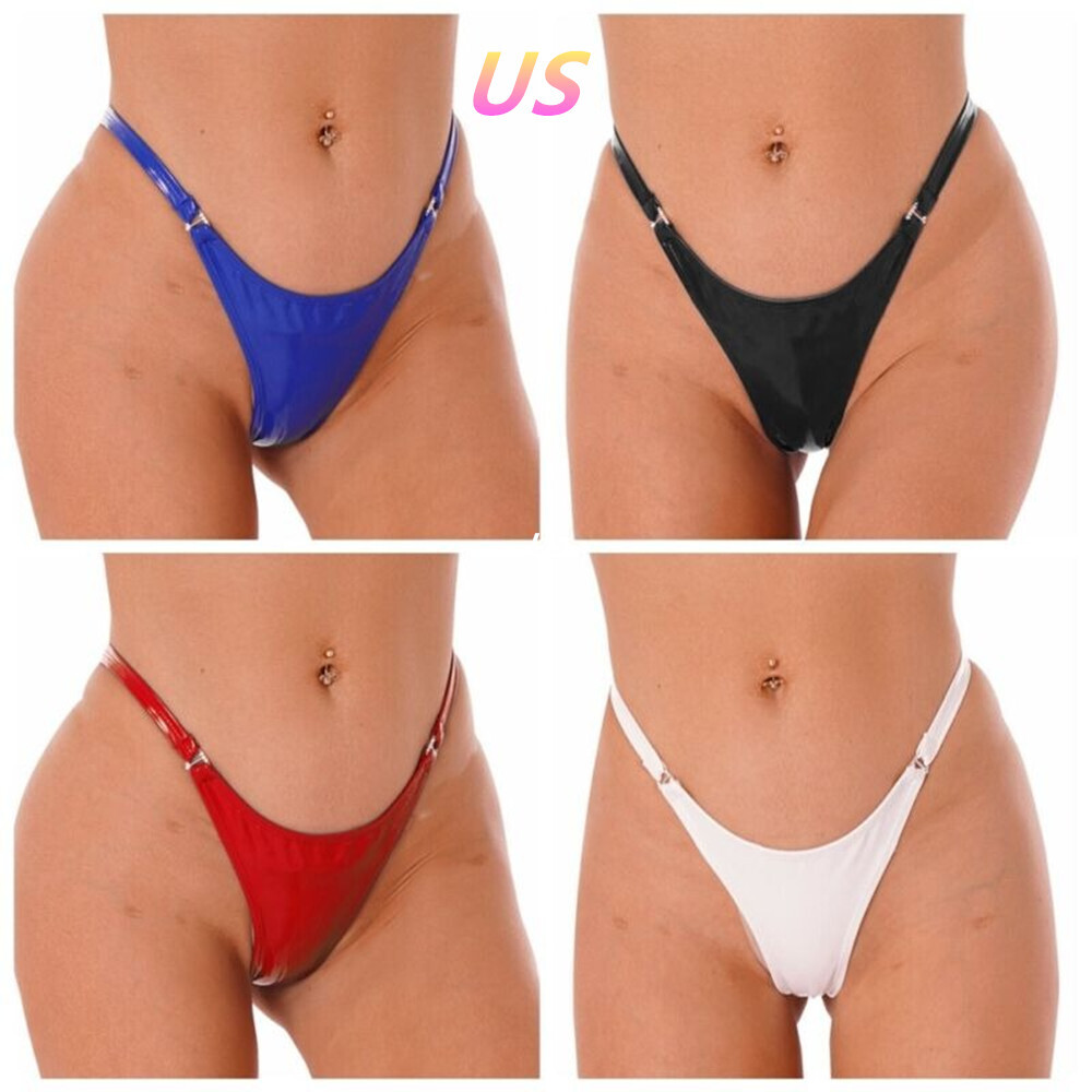 US Women’s PVC Latex Leather Thongs V-String Knickers Briefs Underwear Lingerie