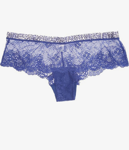After Eden Royal Blue Lace Boyshorts Shorts animal print Satin trim panties