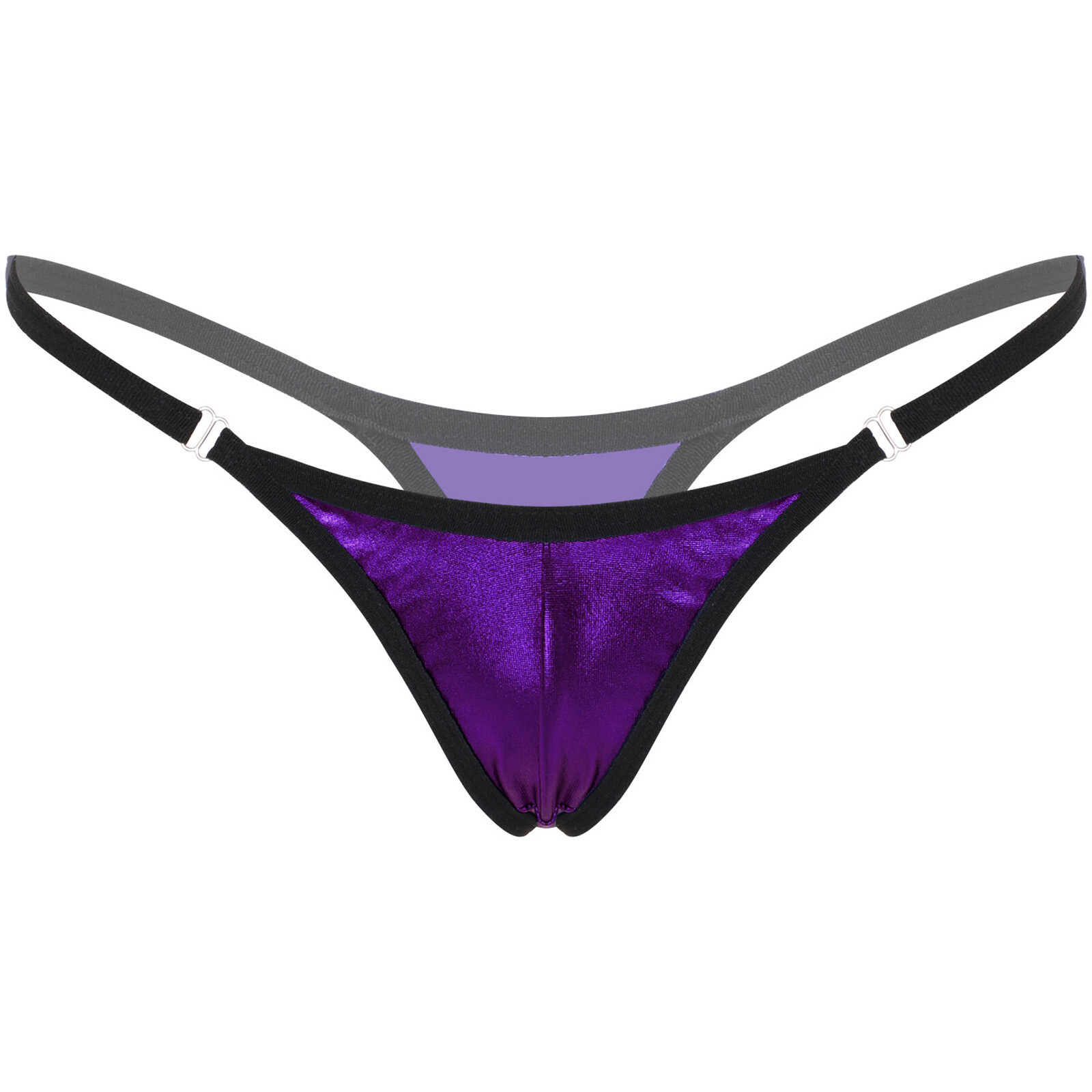 Womens Shiny Metallic PVC Leather Low Rise Bikini T-back String Thongs Underwear