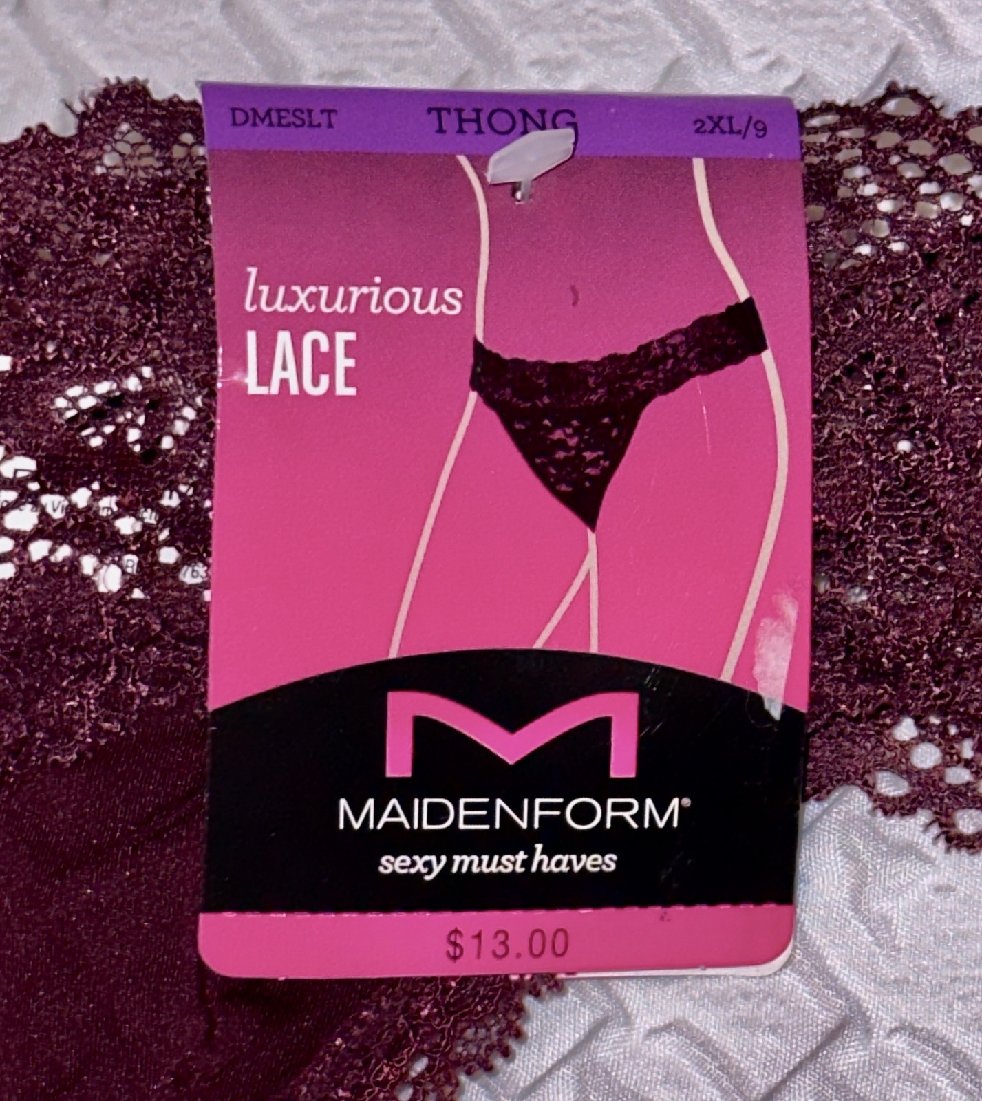 MAIDENFORM Sexy Must Haves Luxurious Lace Nightfire Red Thong Panty M L XL 2XL