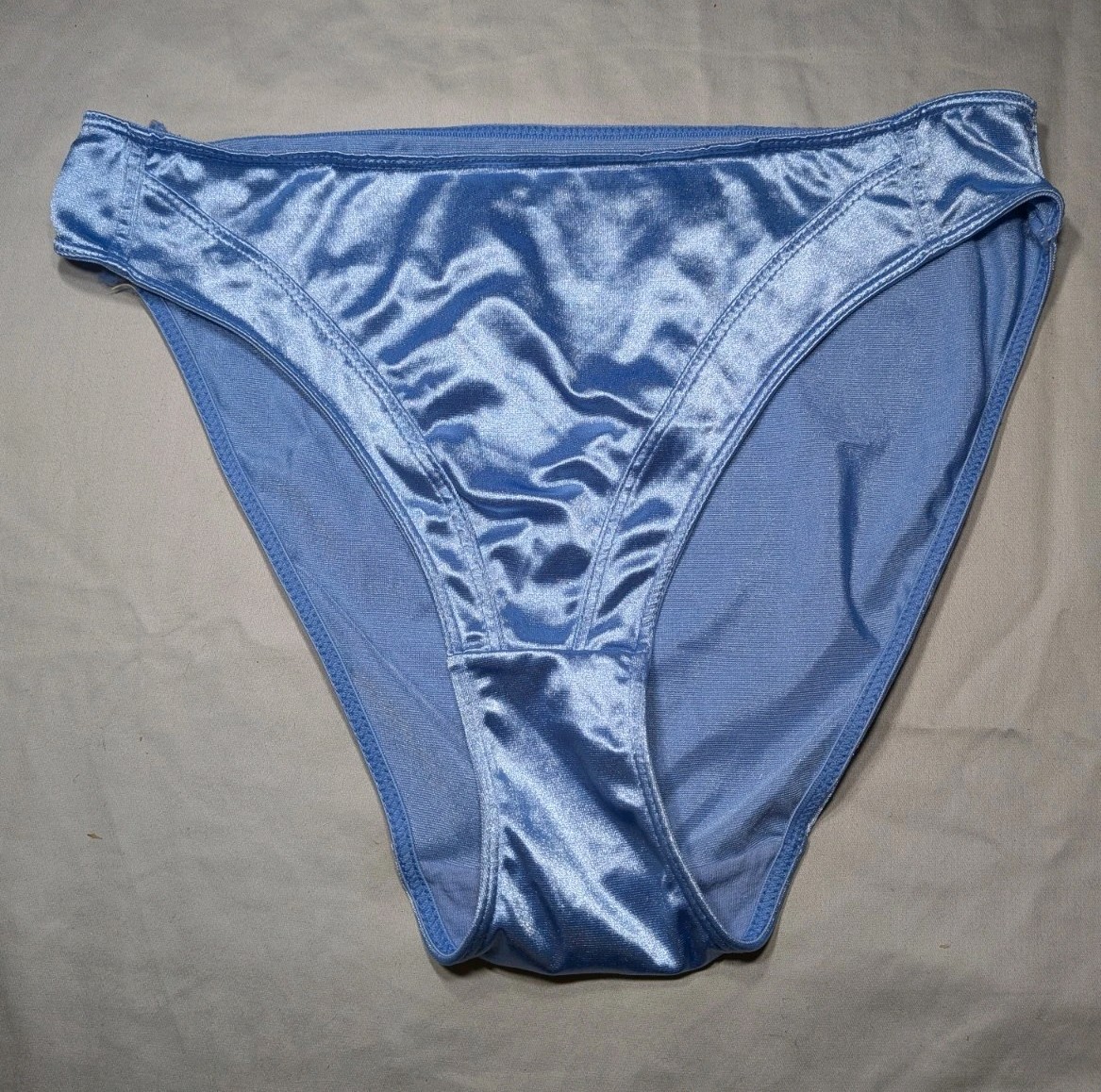 Vintage Lady Princess Second Skin High Cut High Rise Satin Panties Blue Sz 7