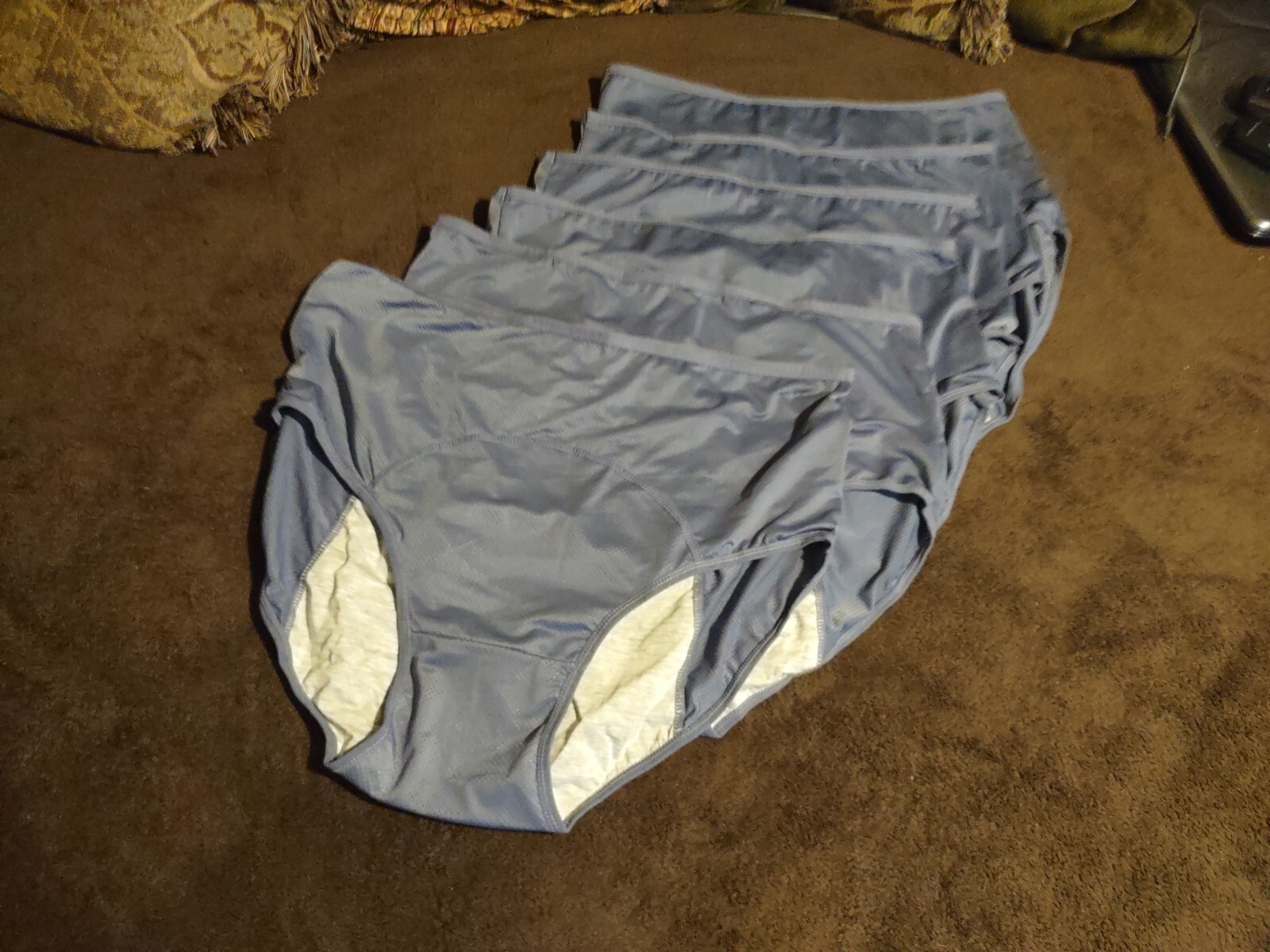 NEW 6 Pack Gray Leak Proof Panties Briefs Underpants Knickers, Women’s Sz S/M
