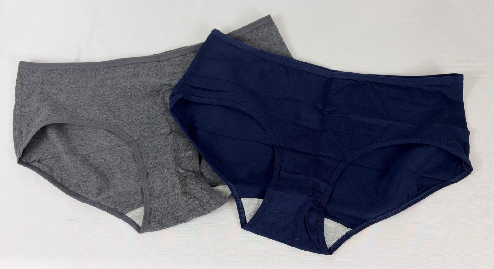 women’s pair of 2 underwear size large navy gray elastic waist puli-on cotton