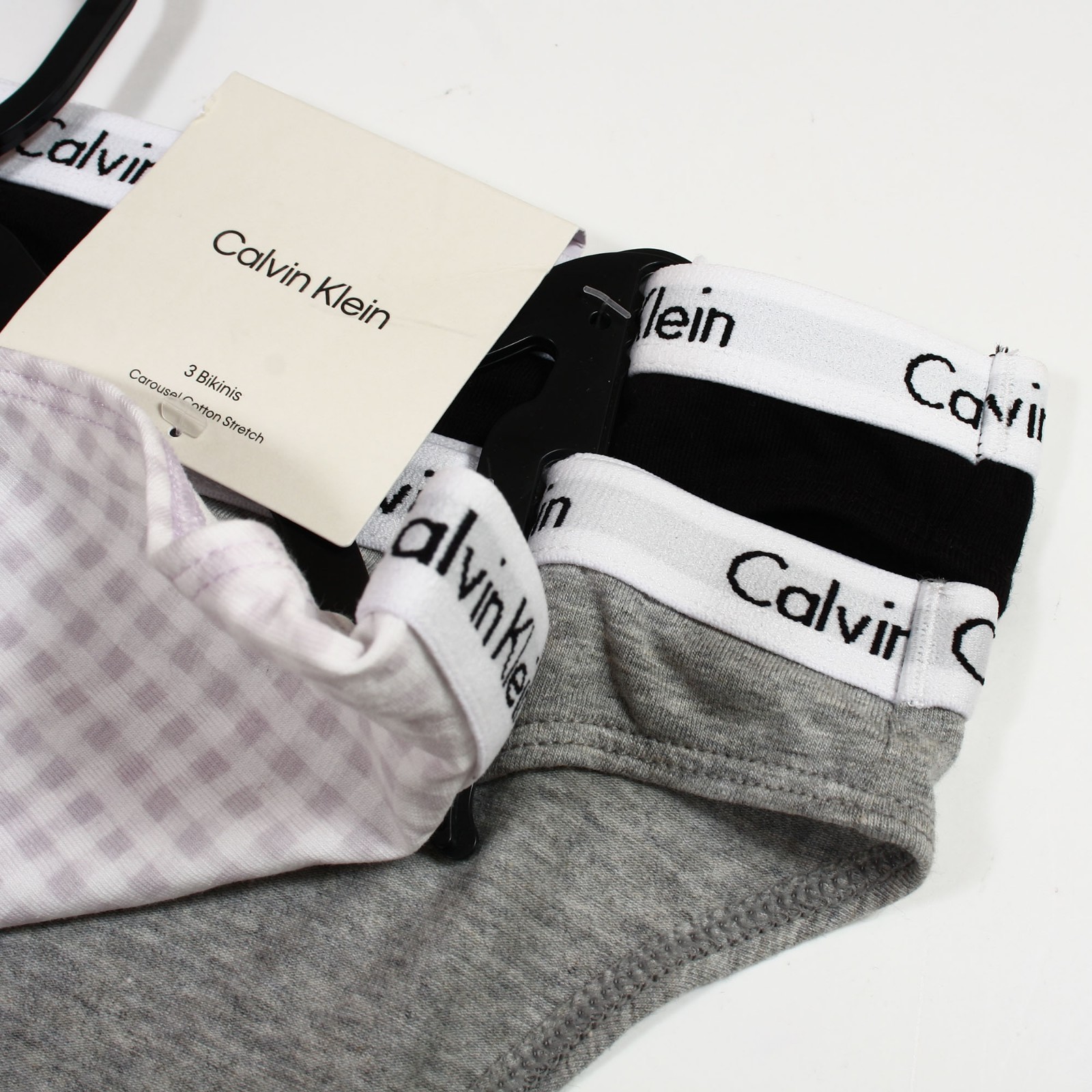 CALVIN KLEIN CAROUSEL COTTON STRETCH 3-BIKINIS QP1258R WOMEN’S SIZE L