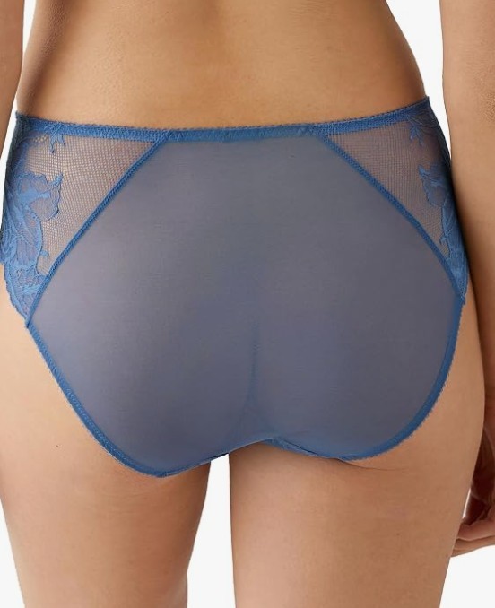 NWT Wacoal 841384 Vivid Attraction Embroidered Mesh Hi Cut Brief Panty Purple XL
