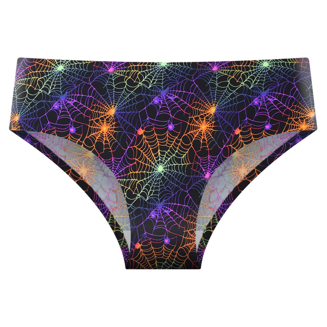 Splendies No Show Bikini Panties Psychedelic Spider Web Halloween 2X Laser Cut