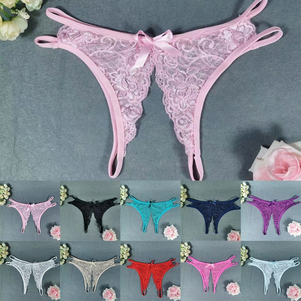 Briefs 1*Panties Multiple Colour One Size Open Crotch See-through Sheer