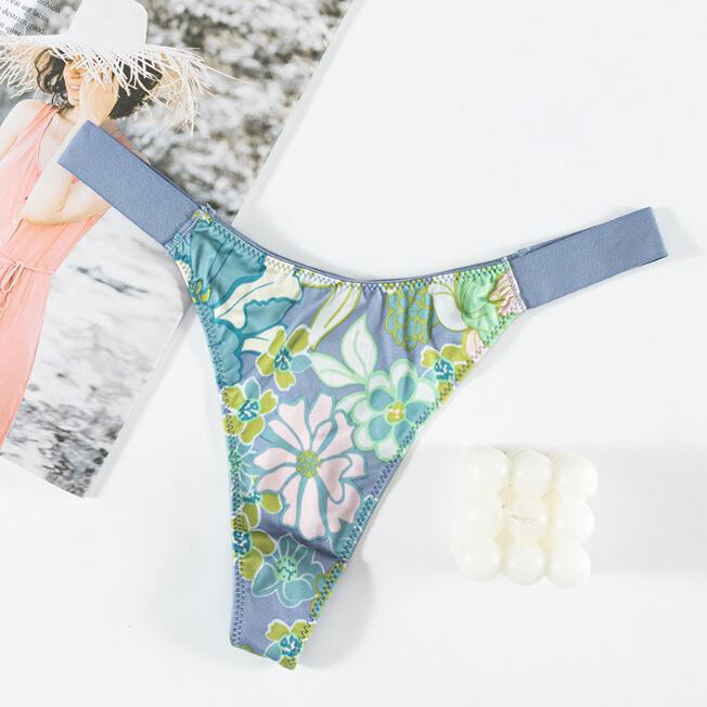 5pack Lot Sexy Womens String Bikinis Thong Floral Silky Panties French Underwear