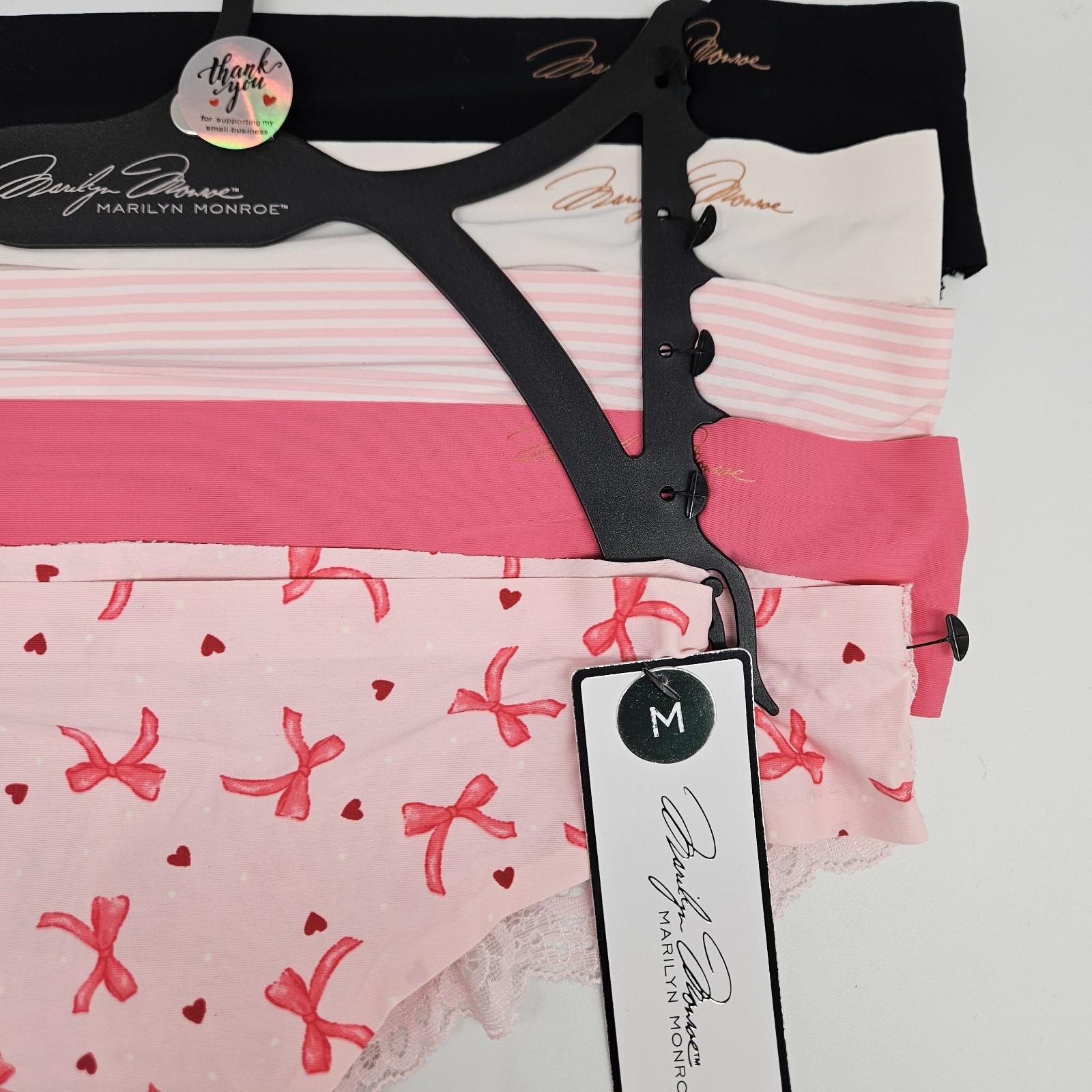 MARILYN MONROE 5 Pack Women’s S M XL Cheeky Lace Nylon Panties Black White Pink