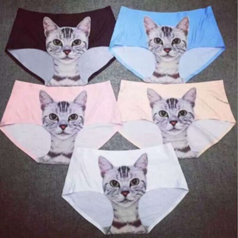 Funny Cartoon Pussycat Panties Briefs Anti Emptied Cat Meow Star Cat Pant KT-NN