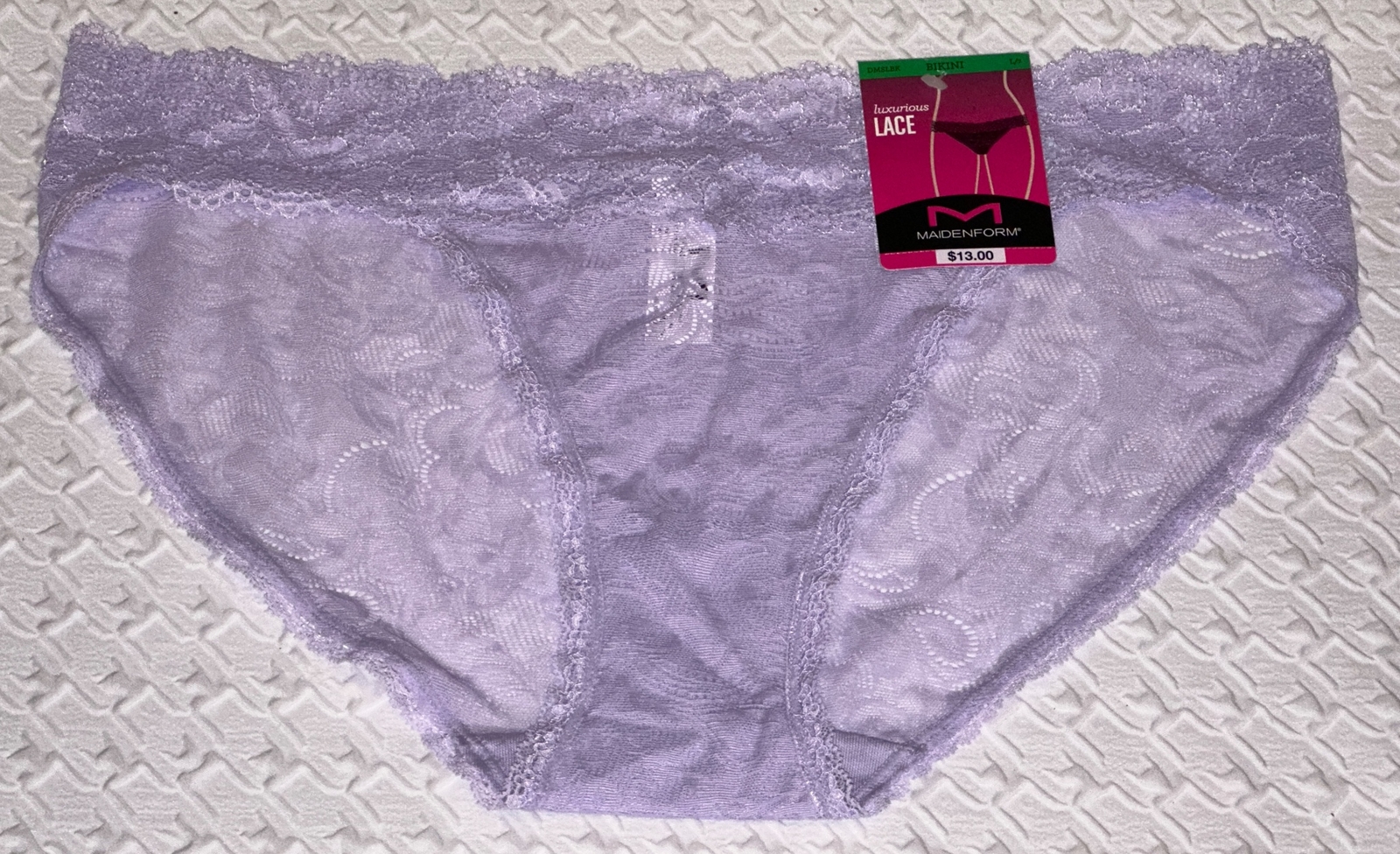 MAIDENFORM Luxurious Stretch Lace Urban Lilac V Waist Bikini Panty Womens Sz L 7