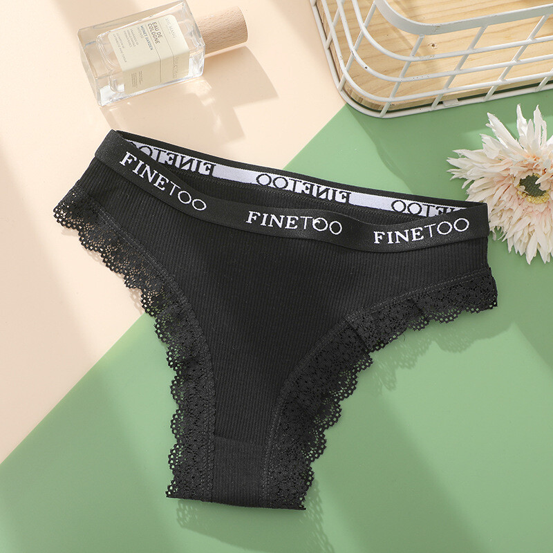 6PCS/LOT Sexy Womens Lace Cotton Panties Brief High Cut Thong Underwear Lingerie